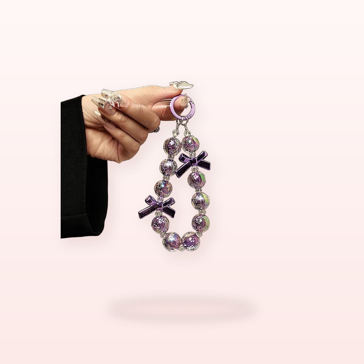 SIMPLYBUBBI Purple Crystal Bow Wrist Chain - Image 1