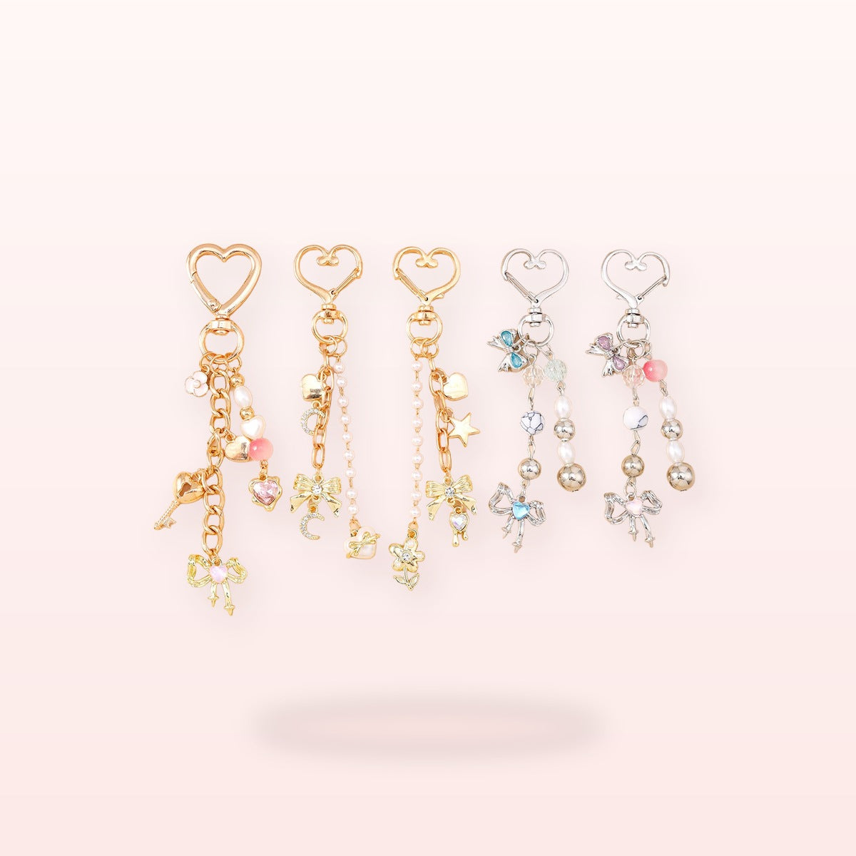 SIMPLYBUBBI Heart Crystal Phone Chain - Image 1