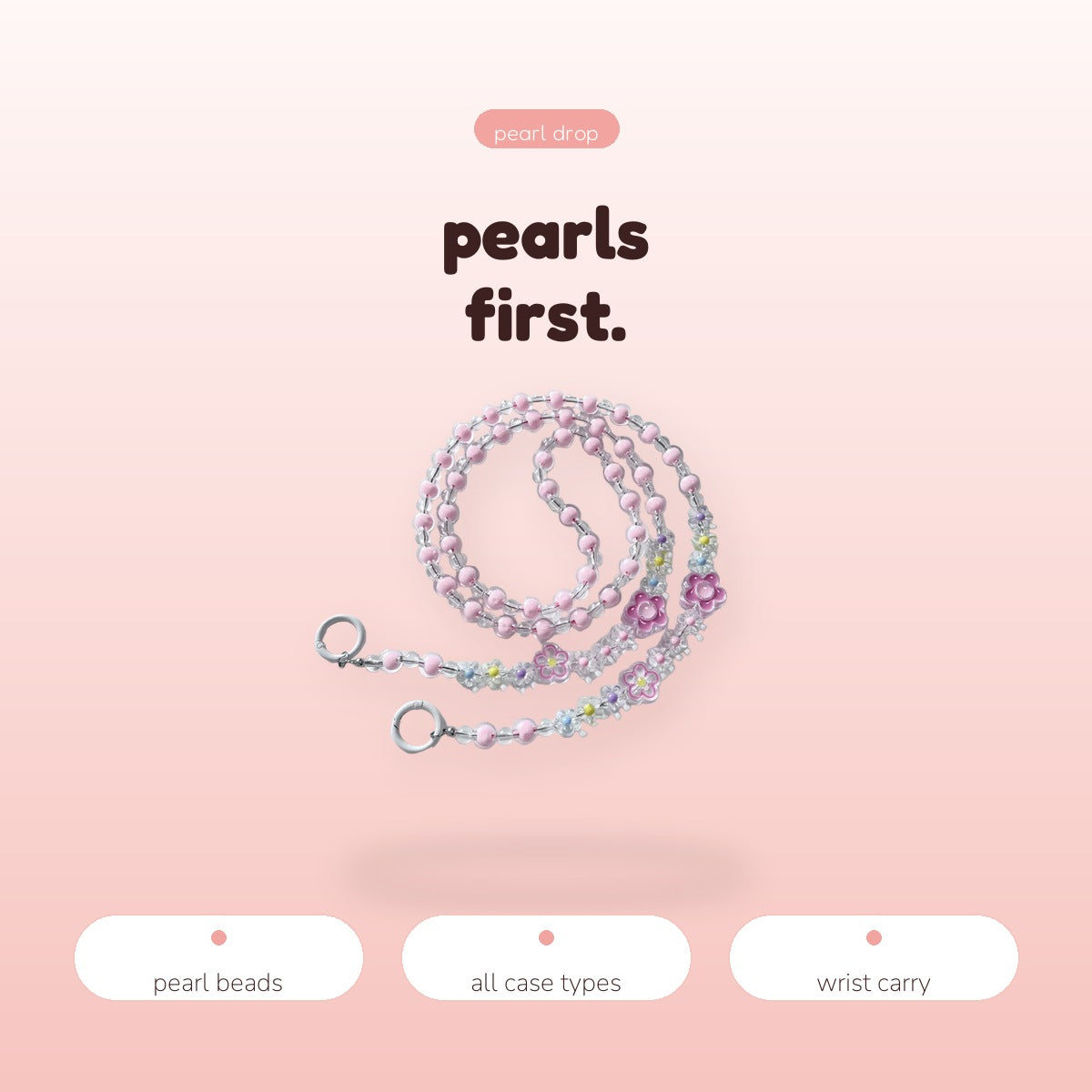 SIMPLYBUBBI Pink Pearl Bead Wrist Loop - Image 3
