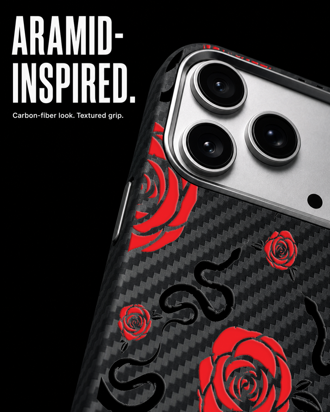 SNAKES AND ROSES Carbon S1 iPhone 17 Pro case - product view 4
