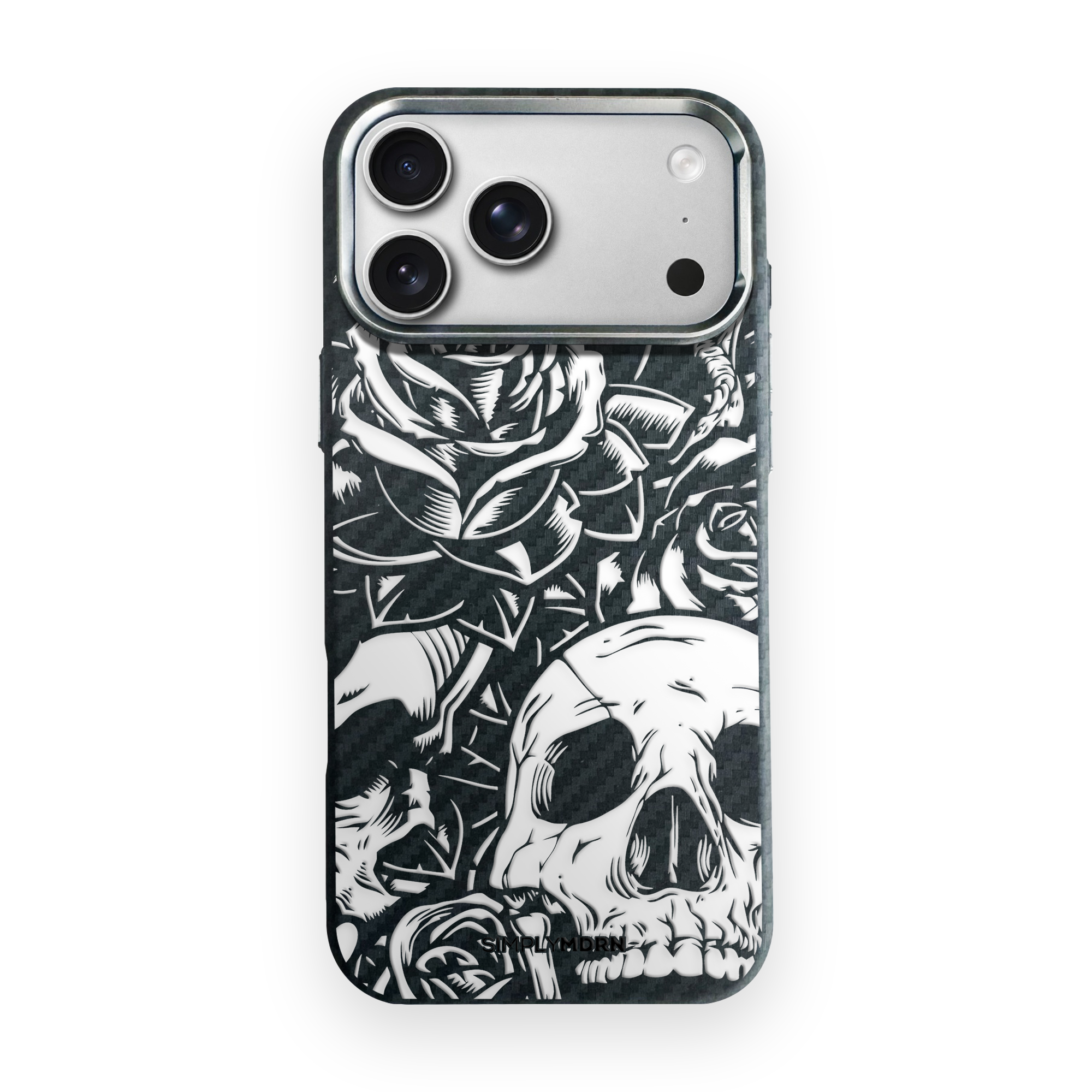 WHITE ROSE Carbon Series (S1) phone case on white background