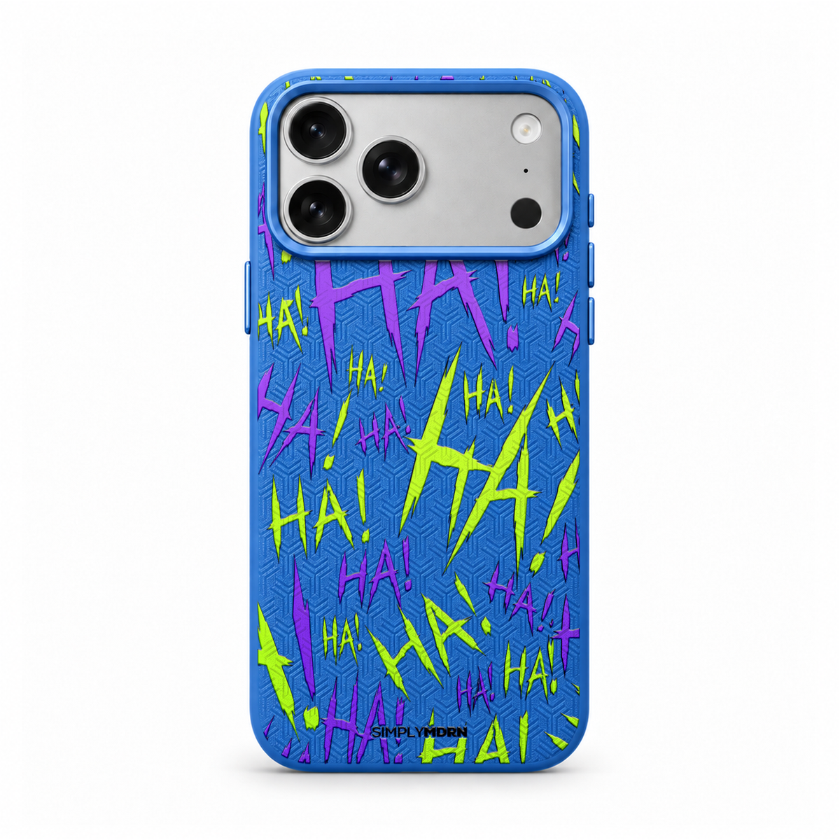 JOKESTER CHARTREUSE LeatherX case in Blue, representative iPhone Pro-style template, view 1