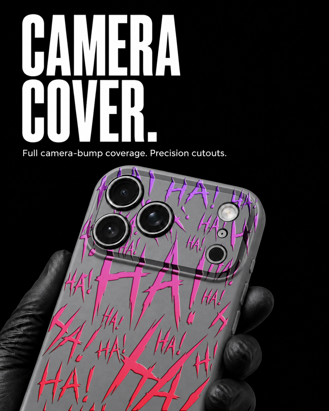 Jokester Pourpre: purple scattered HA brush lettering on the gray Slim case, view 4