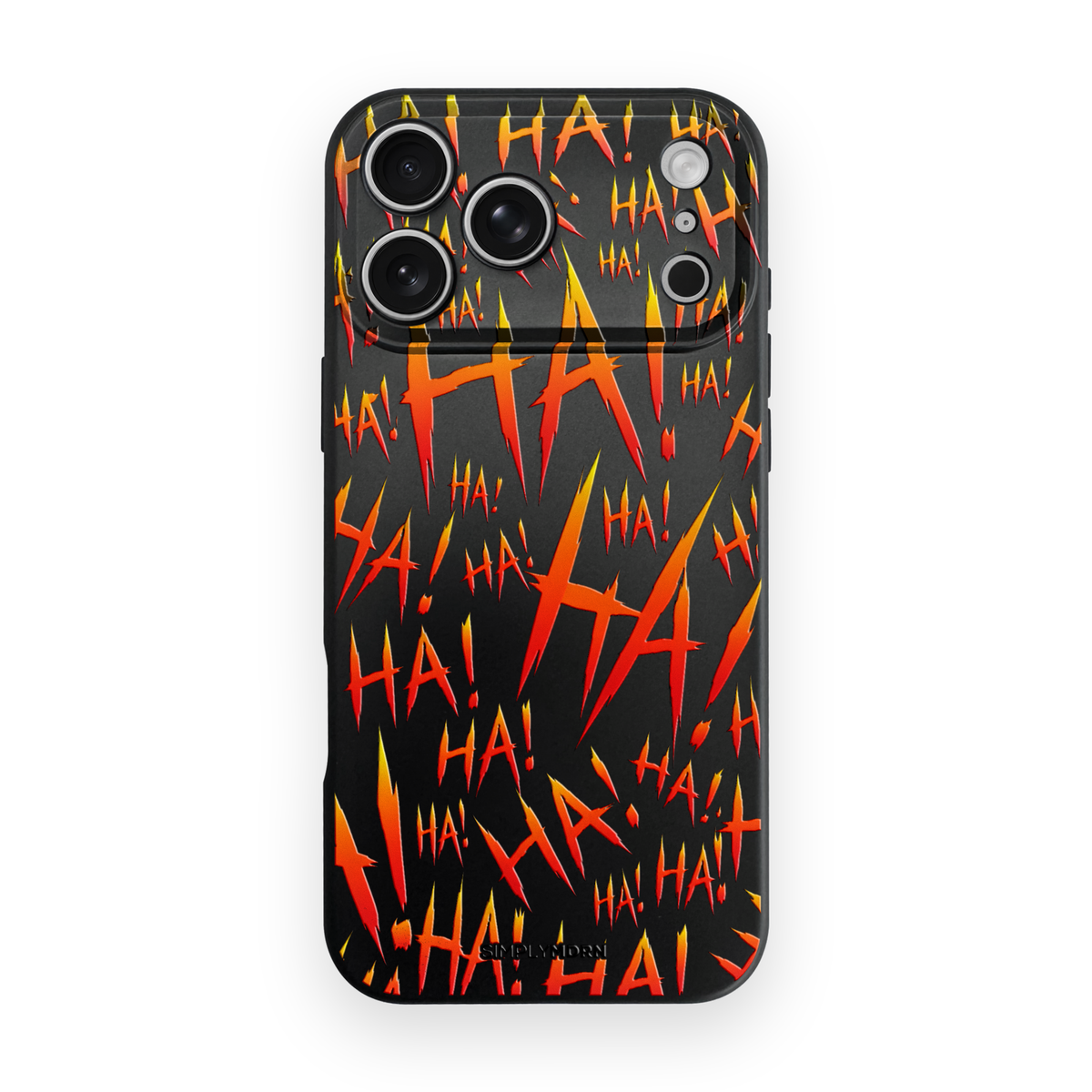 Jokester Ambre: amber scattered HA brush lettering on the black Slim case, view 1