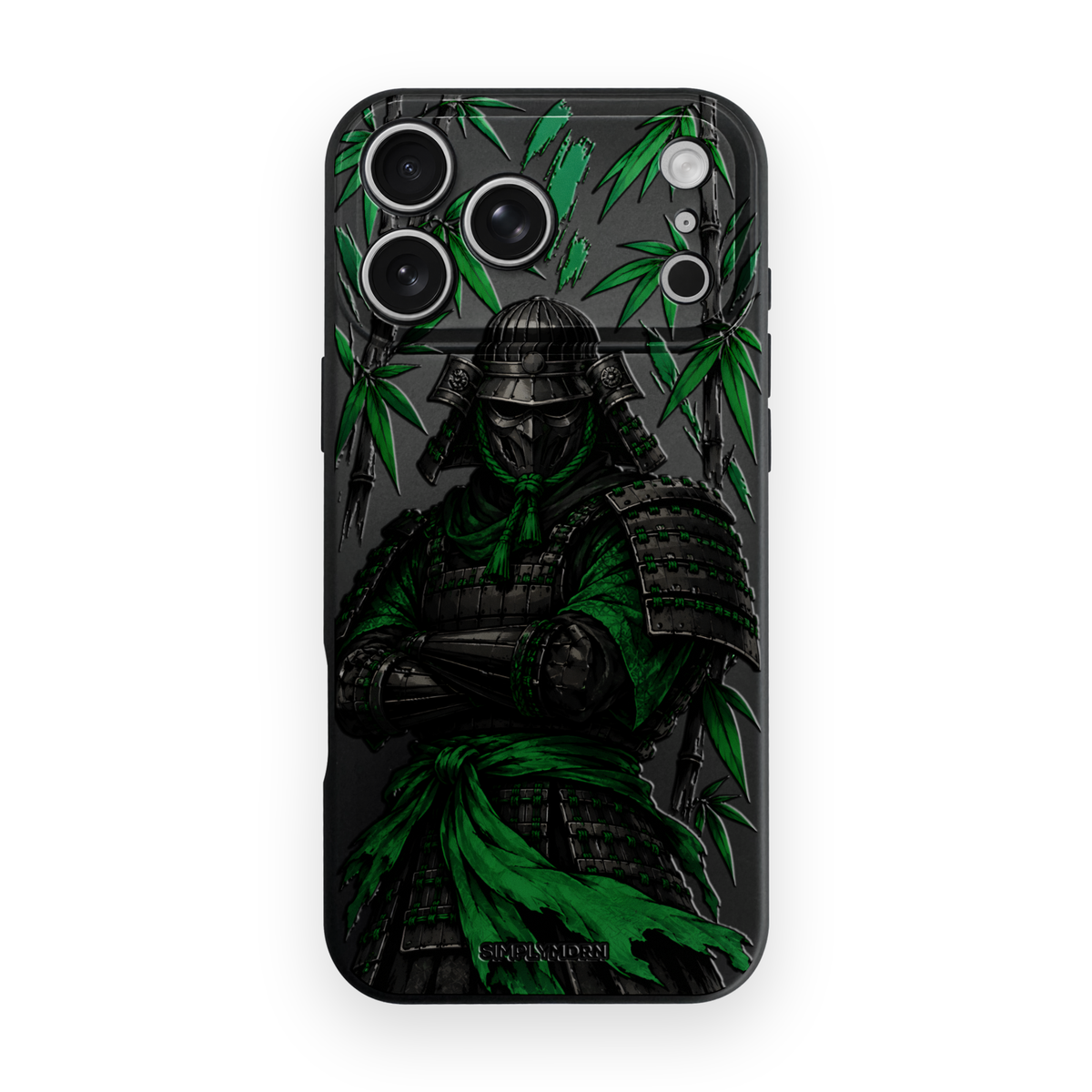 Jade Guard samurai artwork on a Black Slim case for iPhone 17 Pro, view 1