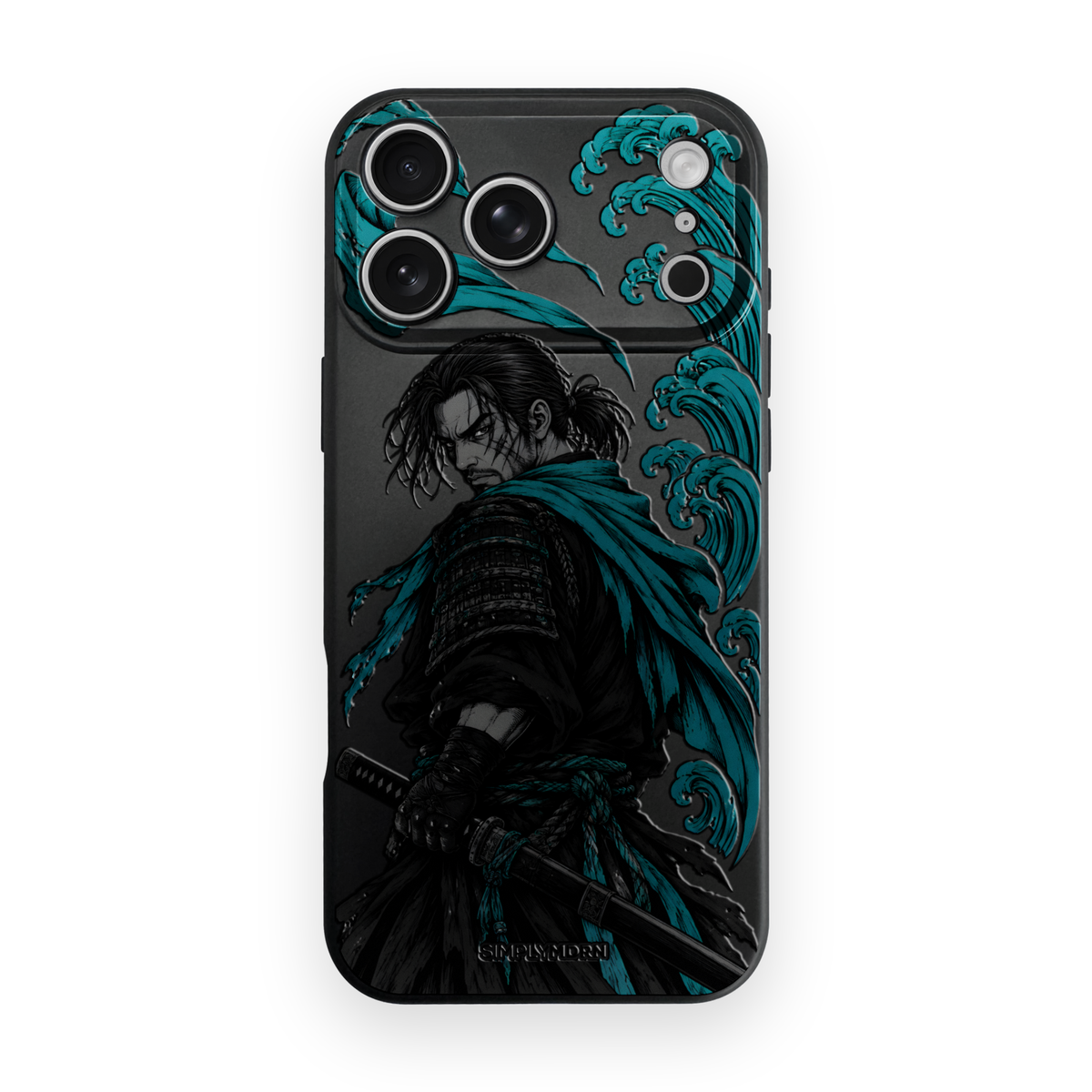 Tideblade samurai artwork on a Black Slim case for iPhone 17 Pro, view 1