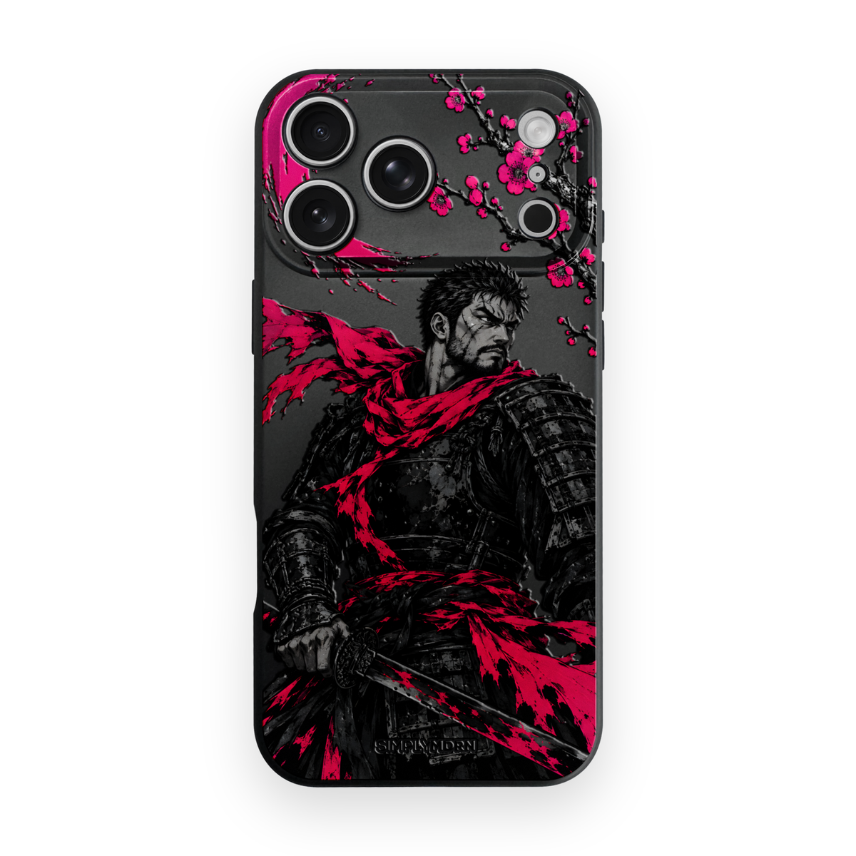 Rose Fury samurai artwork on a Black Slim case for iPhone 17 Pro Max, view 1