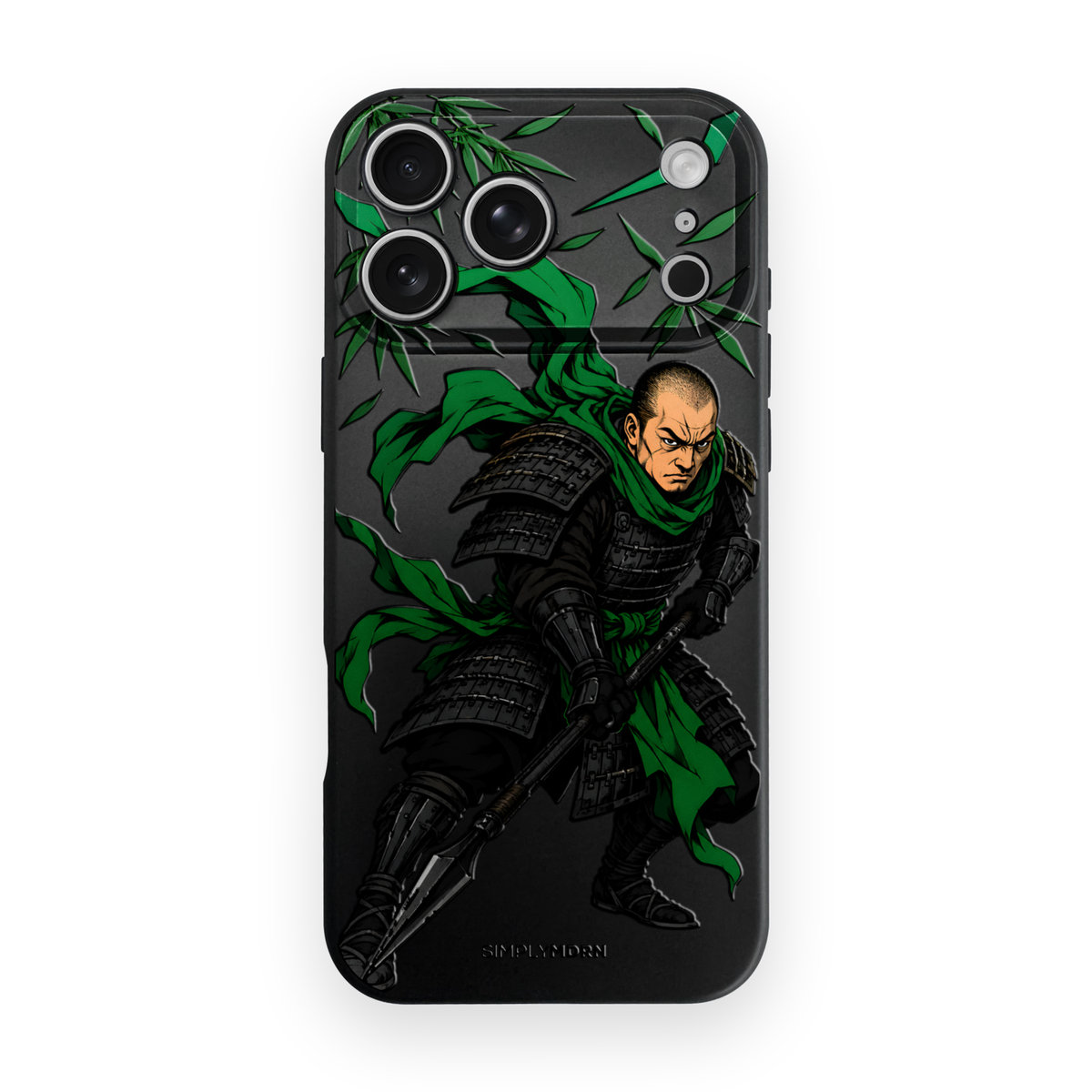 Jade Strike samurai artwork on a Black Slim case for iPhone 17 Pro Max, view 1