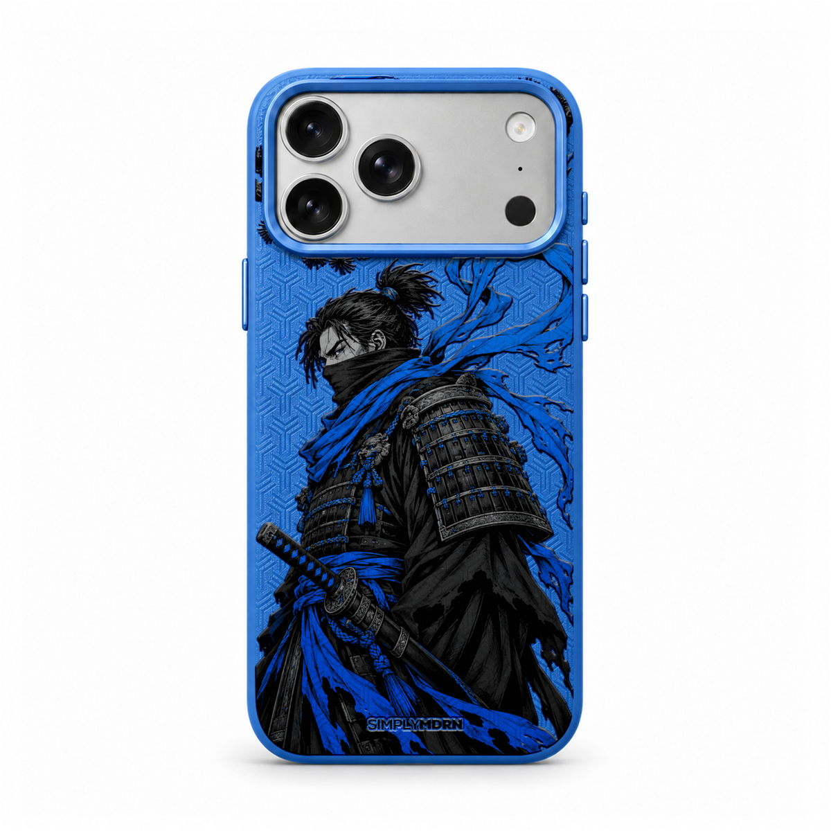 AZURE WATCH LeatherX case in Blue, representative iPhone Pro-style template, view 1