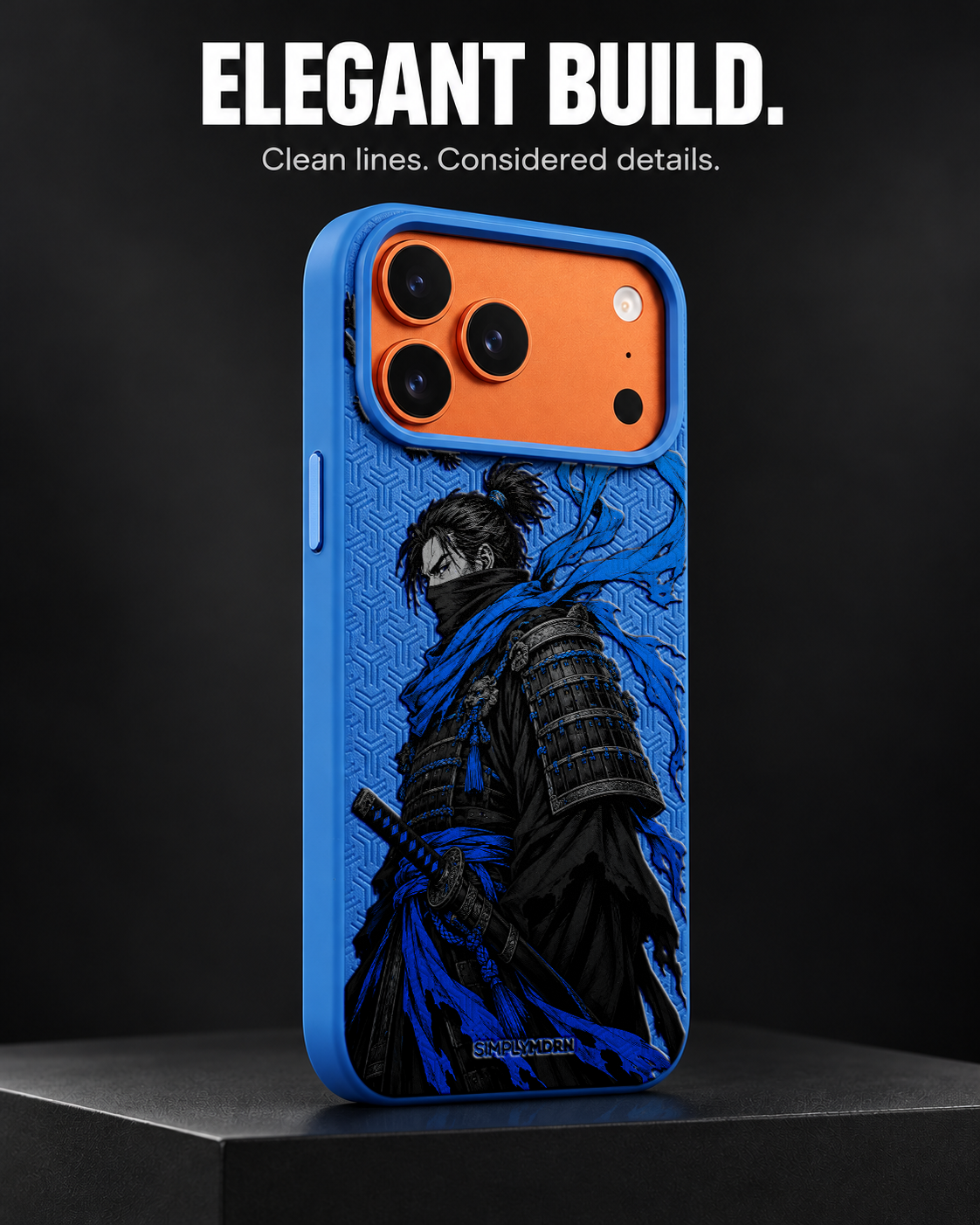 AZURE WATCH LeatherX case in Blue, representative iPhone Pro-style template, view 4