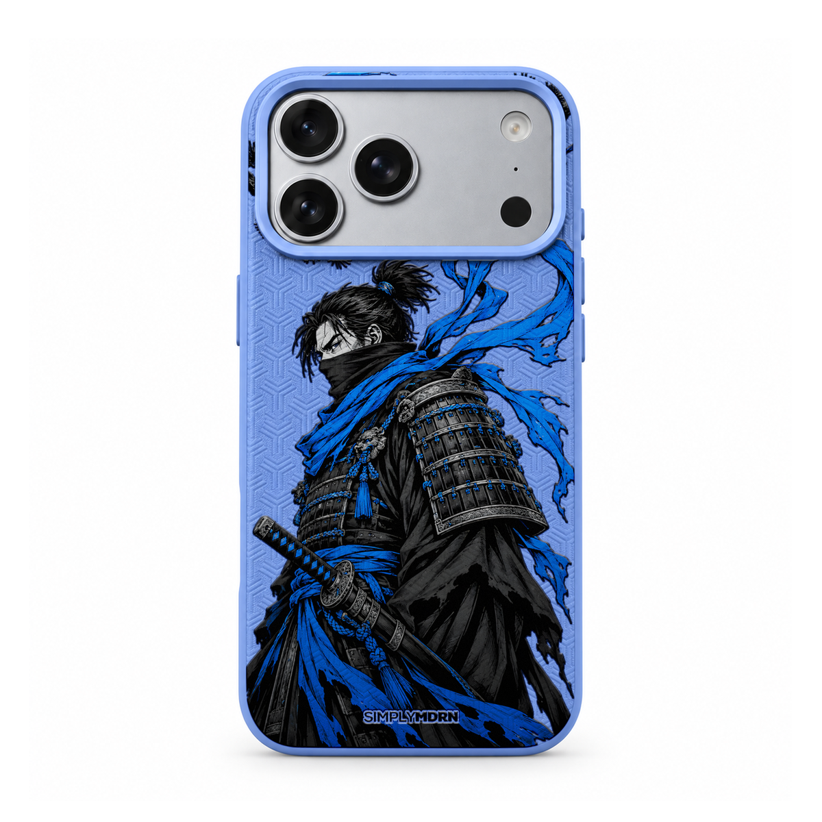 AZURE WATCH LeatherX case in Periwinkle, representative iPhone Pro-style template, view 1
