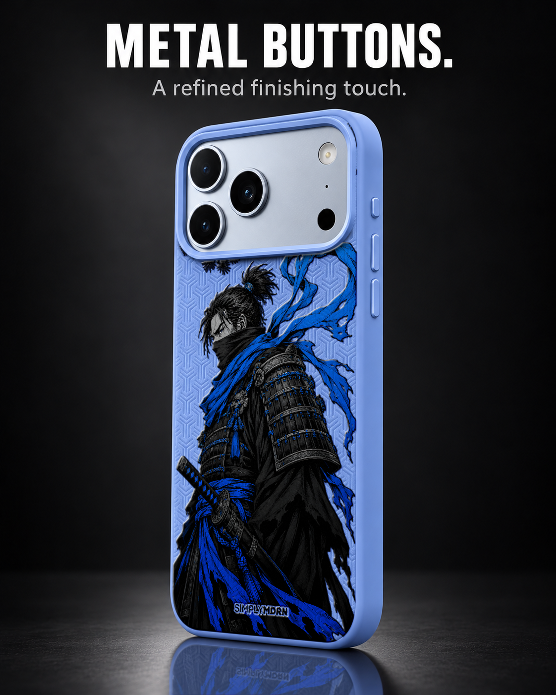 AZURE WATCH LeatherX case in Periwinkle, representative iPhone Pro-style template, view 2