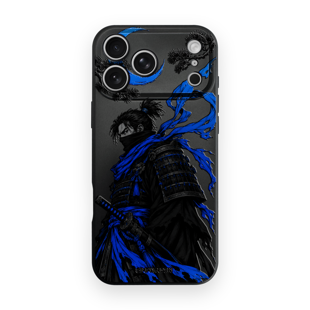 Azure Watch samurai artwork on a Black Slim case for iPhone 17 Pro Max, view 1
