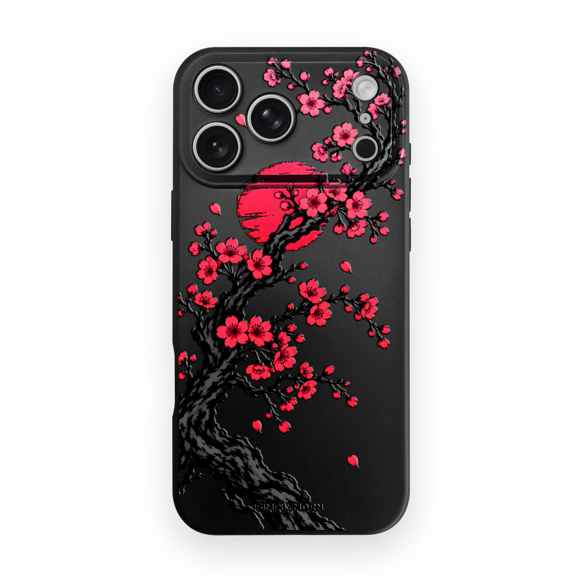 SAKURA SUN: Japanese cherry blossom artwork on the black Slim case for iPhone 17 Pro Max, view 1