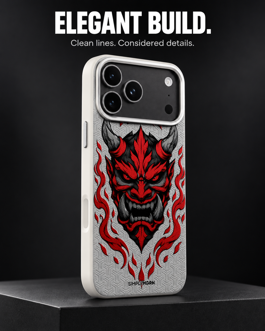 CINDER MAW LeatherX case in Light Gray, representative iPhone Pro-style template, view 4