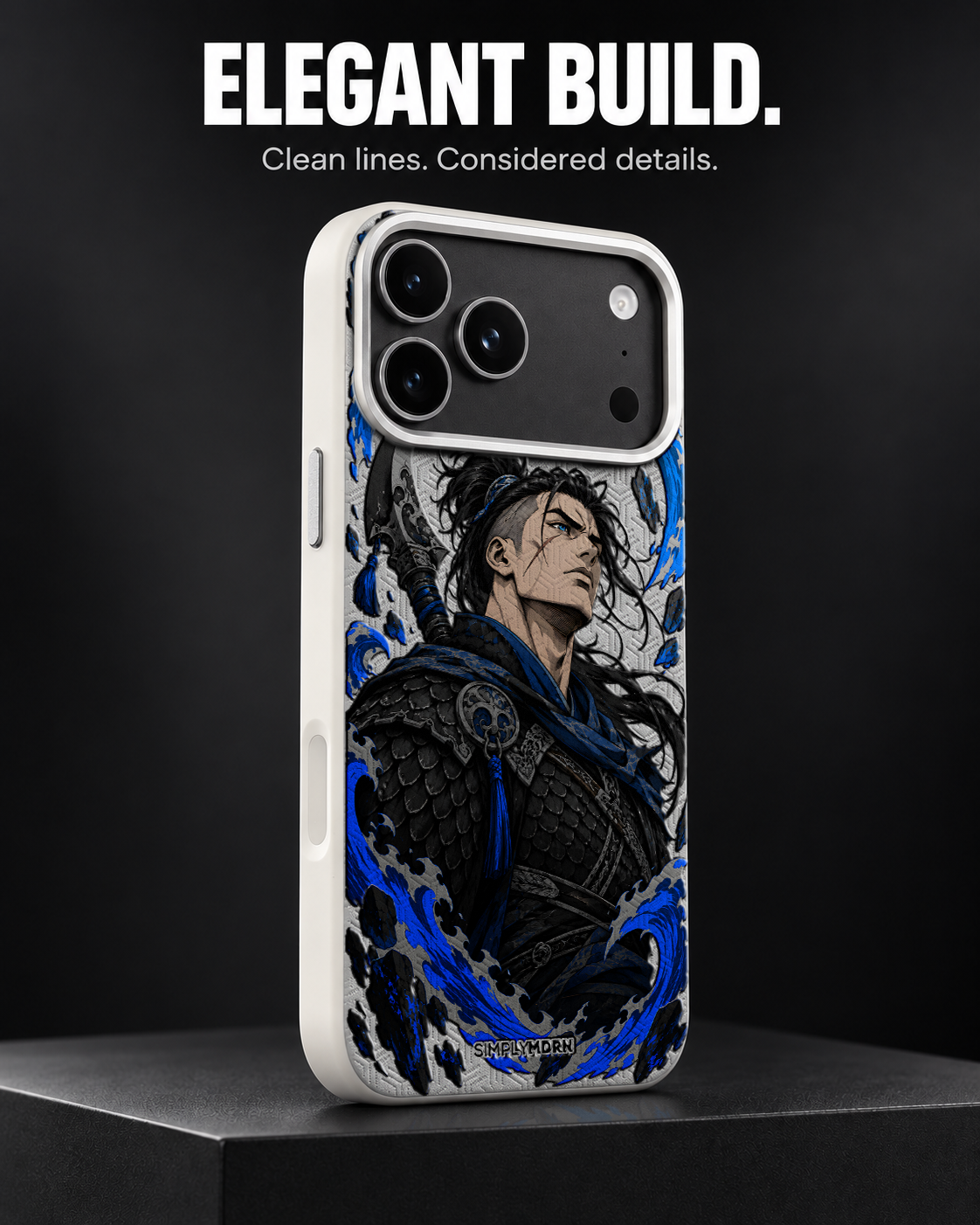 TIDAL RONIN LeatherX case in Light Gray, representative iPhone Pro-style template, view 4