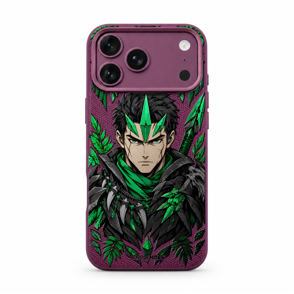 JADE PREDATOR LeatherX case in Plum, representative iPhone Pro-style template, view 1
