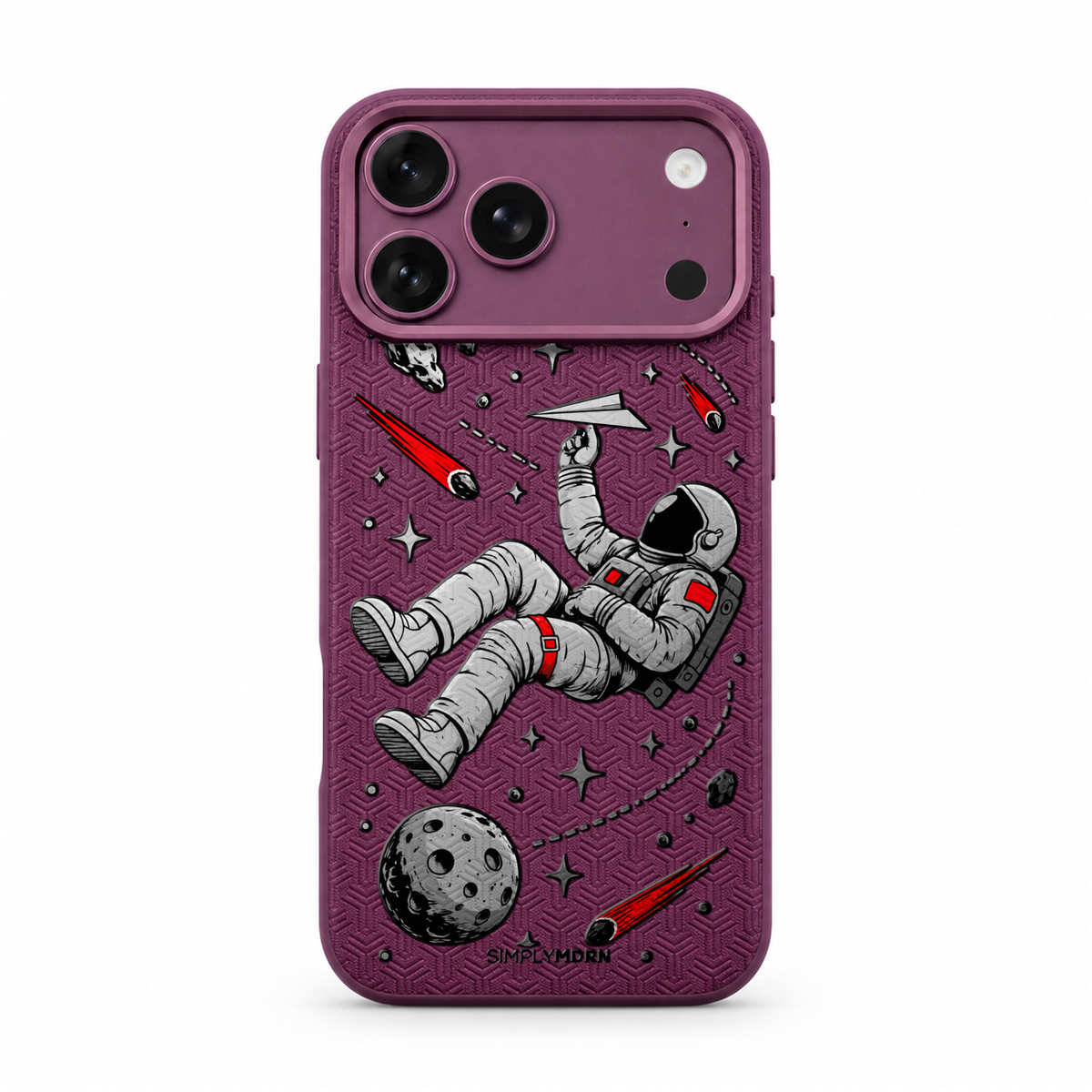 ORBIT FOLD LeatherX case in Plum, representative iPhone Pro-style template, view 1