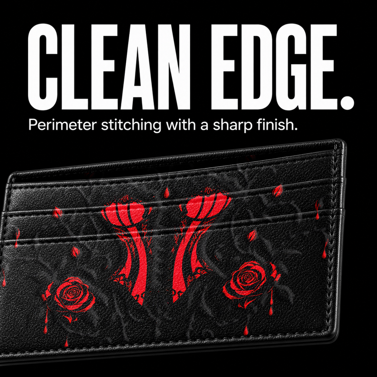 THORN CORSET Card Wallet - edge detail