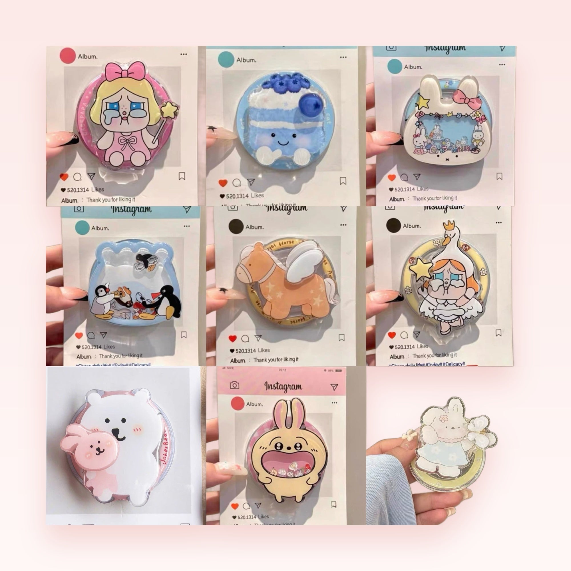 Kawaii Cartoon Character Phone Grip Collection | Cute Pop Socket Stand for Phones