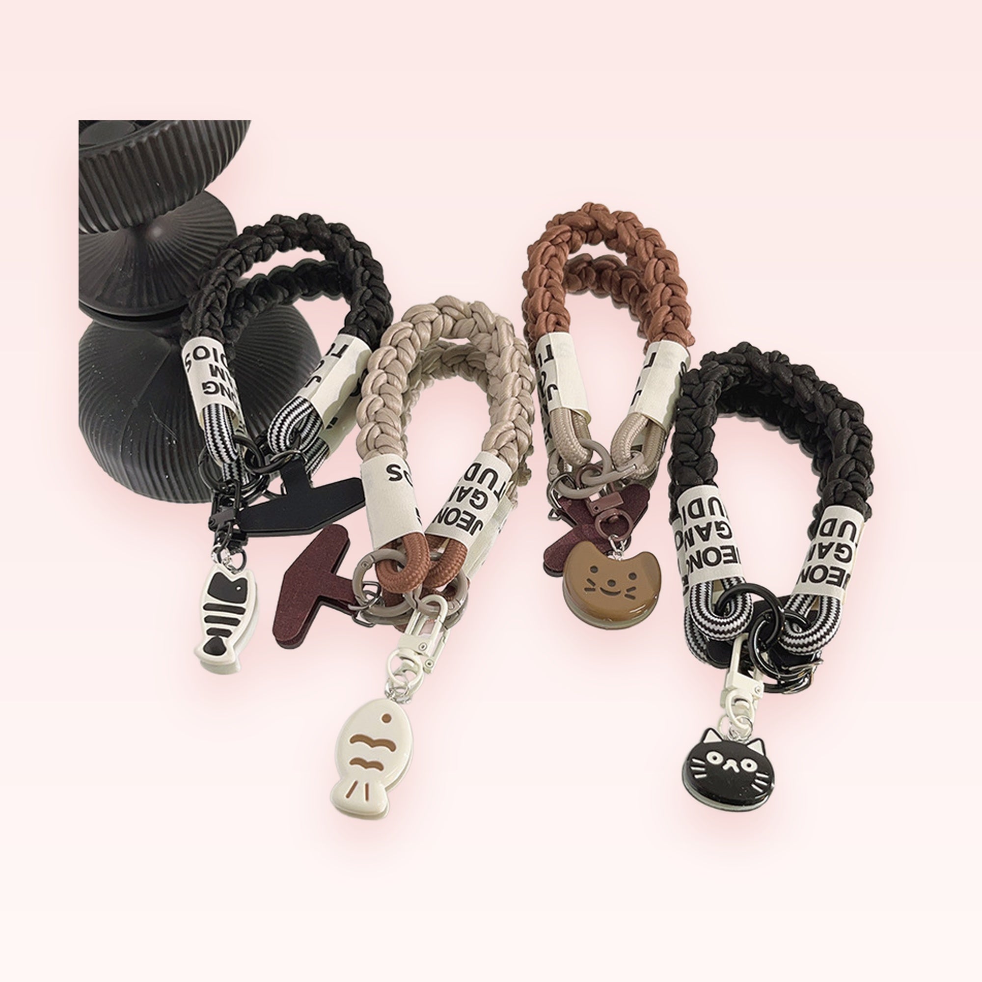 Braided Wrist Phone Charm Strap | Cute Animal & Fish Pendant Lanyard