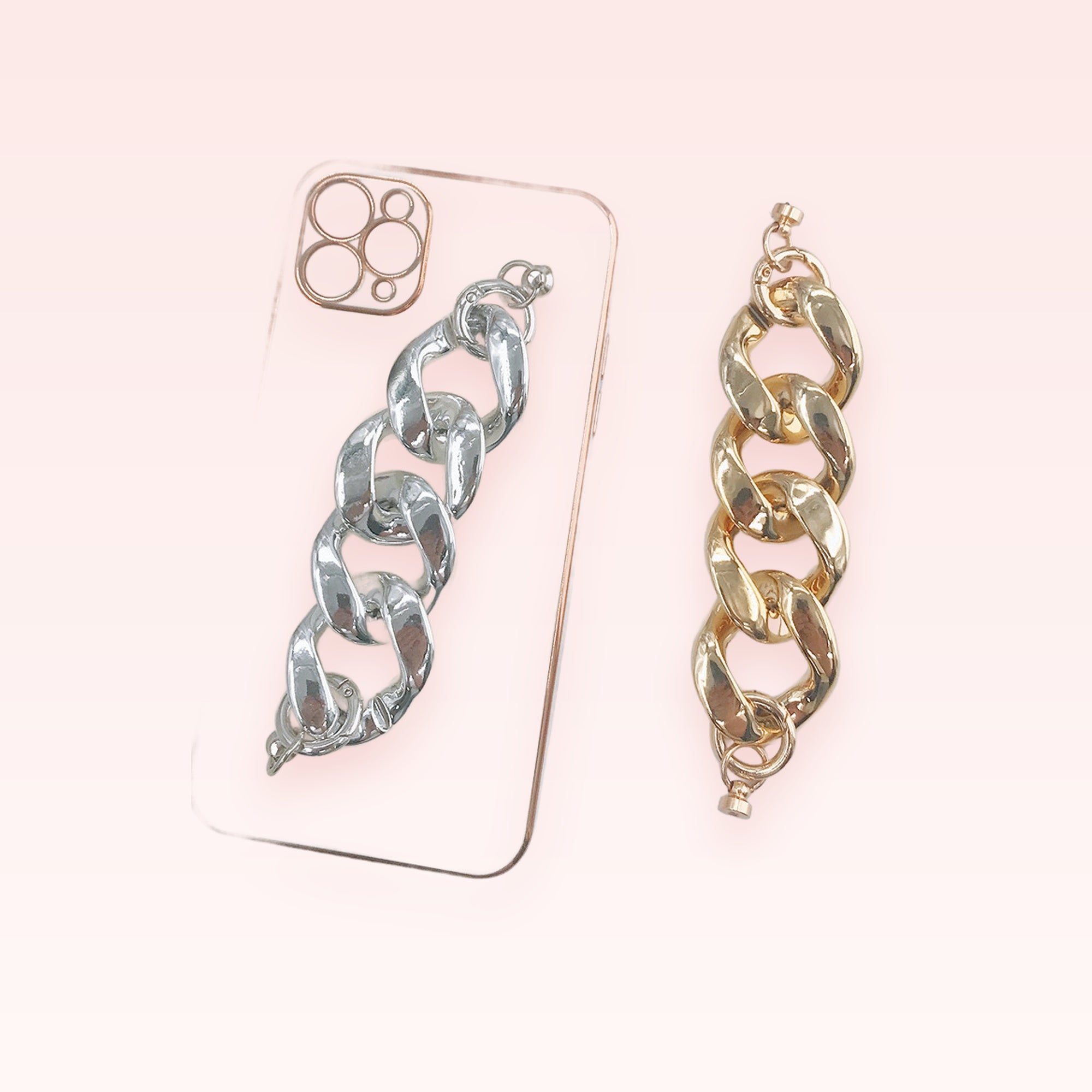 Chunky Chain Phone Charm Strap | Gold & Silver Wrist Lanyard