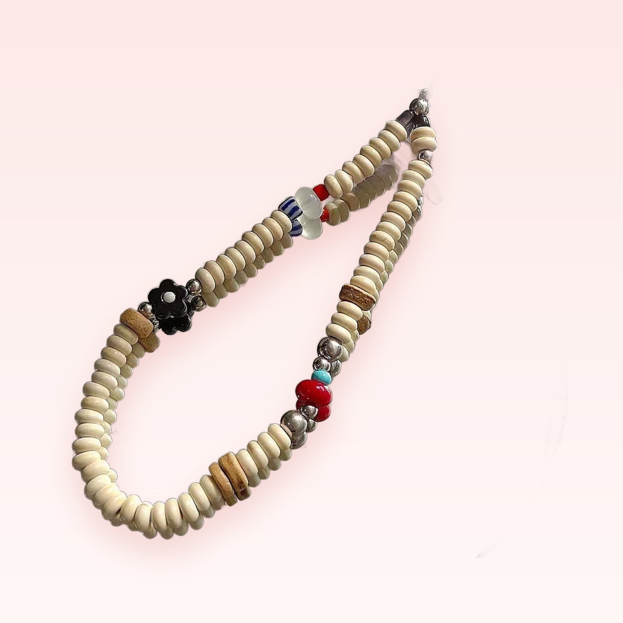 Aesthetic Beaded Phone Charm Strap | Boho Wooden Bead Wrist Lanyard