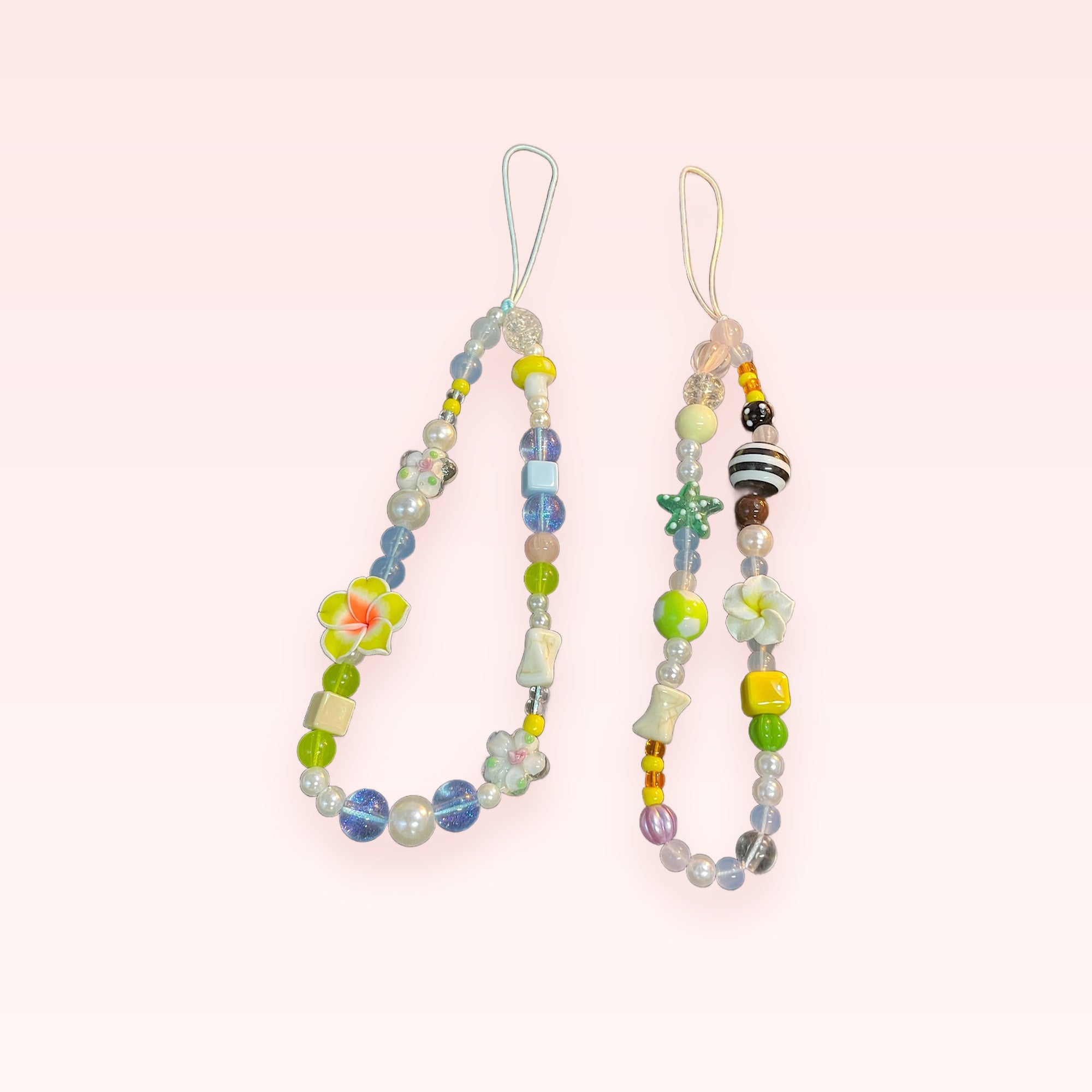 Pastel Beaded Phone Charm Strap | Kawaii Flower & Star Wrist Lanyard