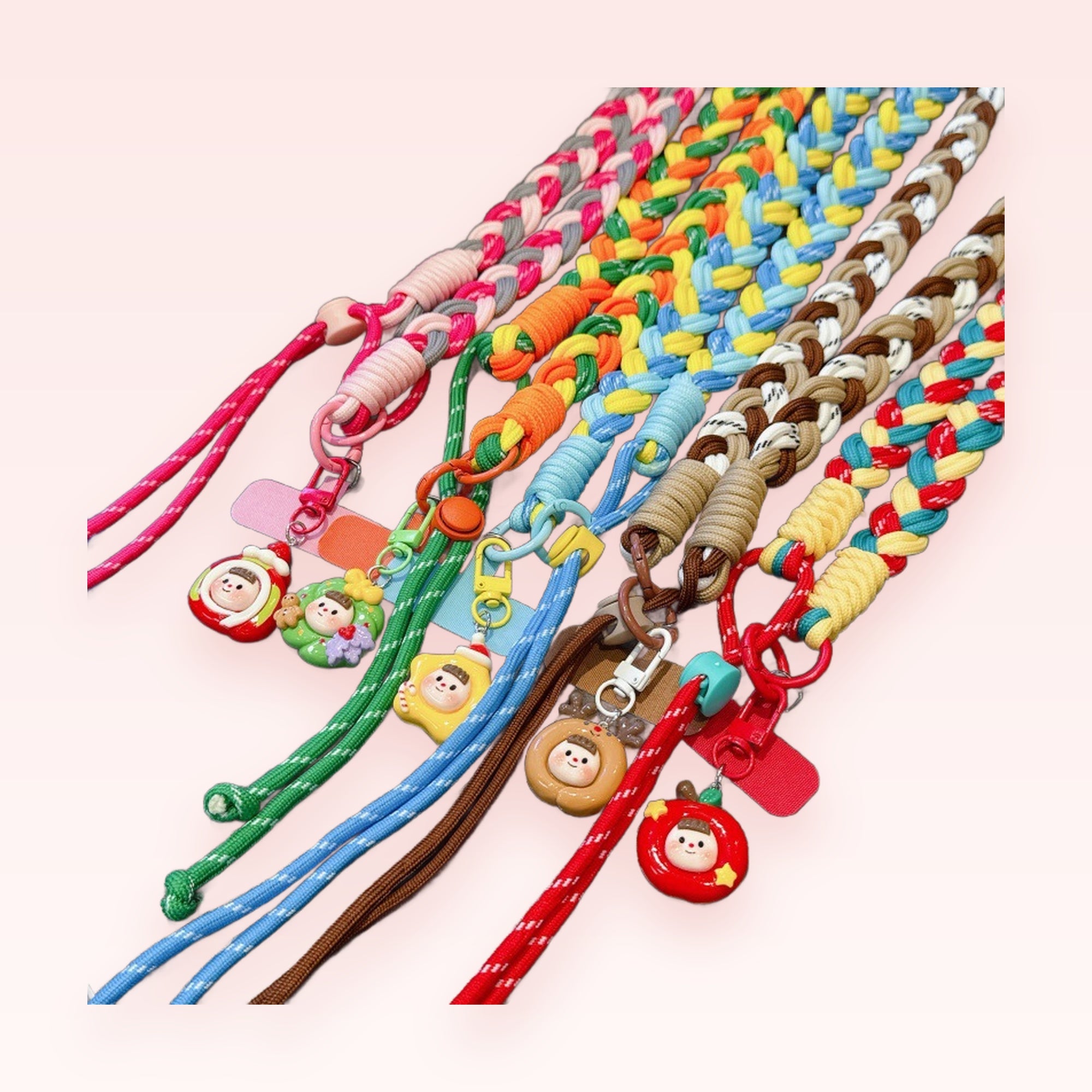 Braided Lanyard Phone Charm | Cute Cartoon Character Wrist Strap