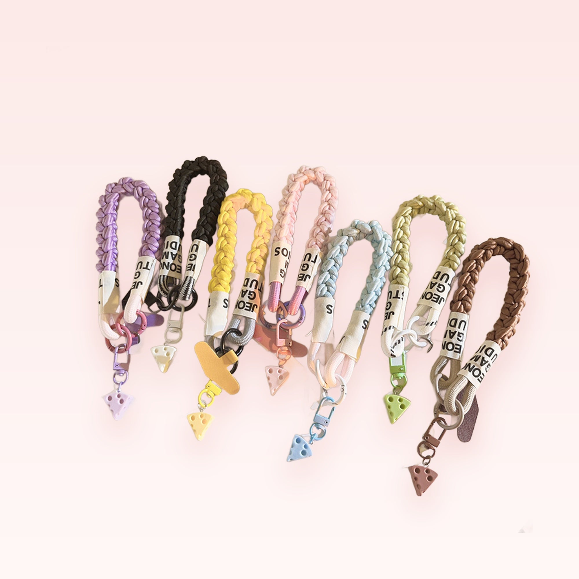 Aesthetic Braided Rope Phone Charm | Cute Cheese Pendant Wrist Strap