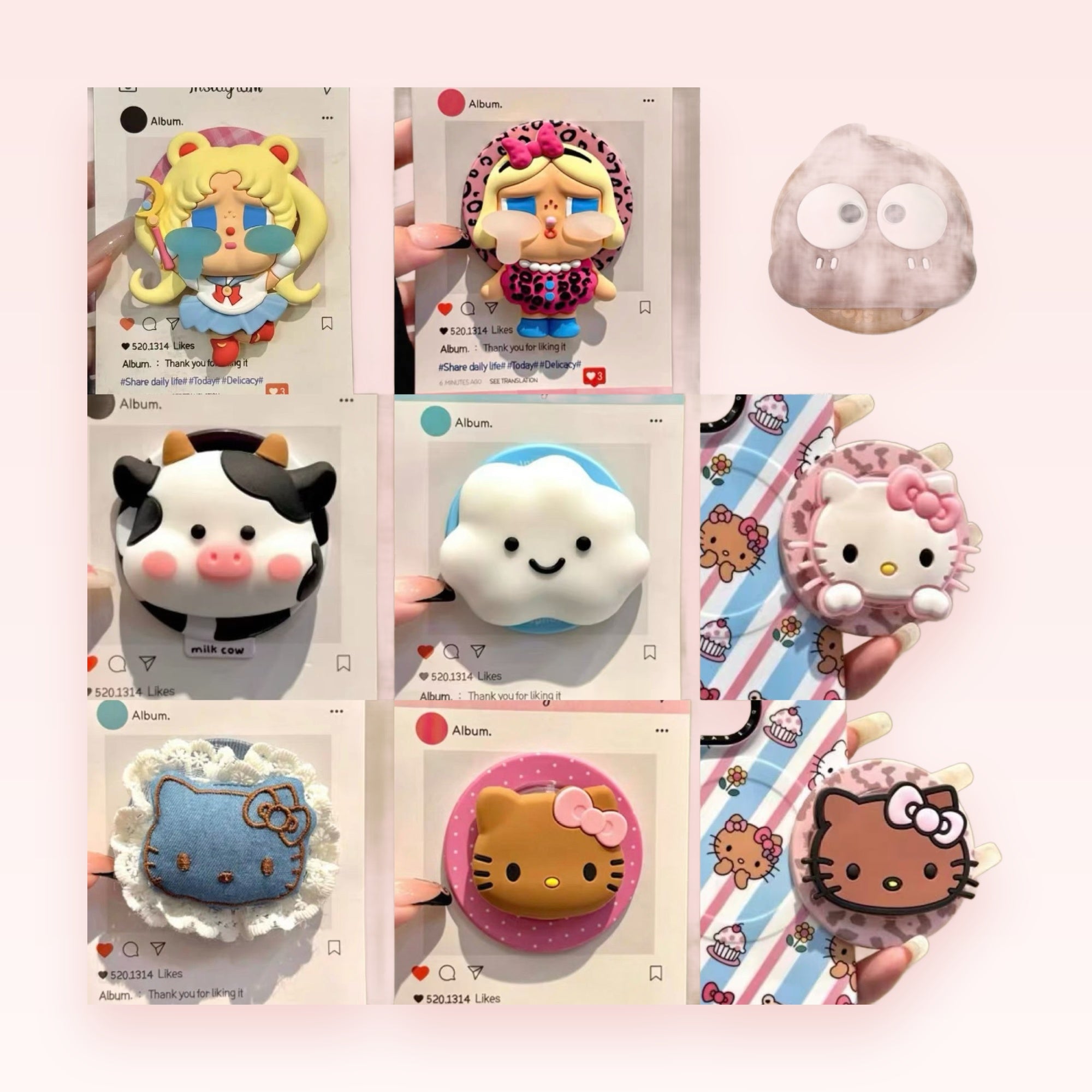 Kawaii Cartoon Character Phone Grip | Cute Pop Socket Stand for Girls
