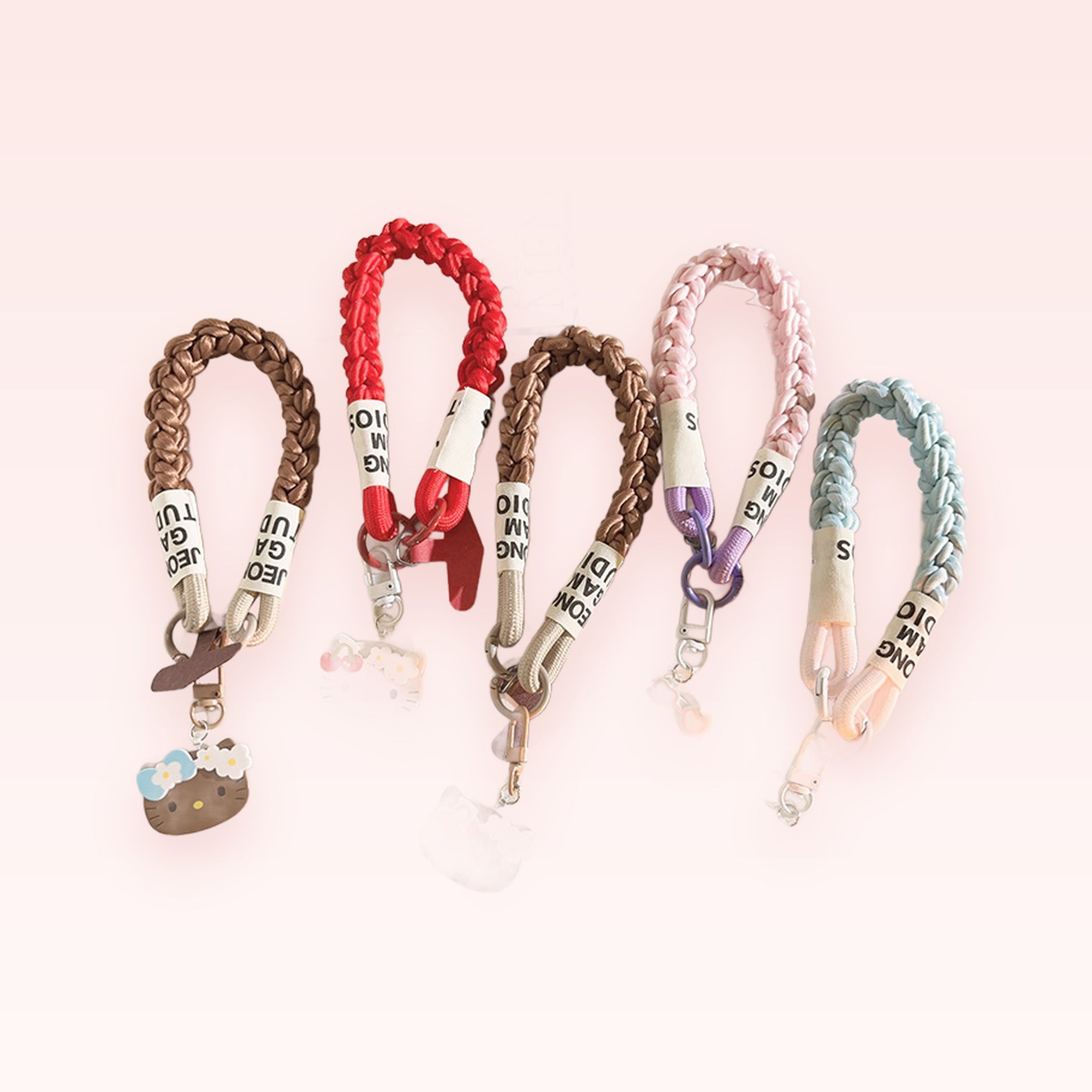 Braided Hello Kitty Phone Charm Wristlet | Cute Cartoon Character Lanyard