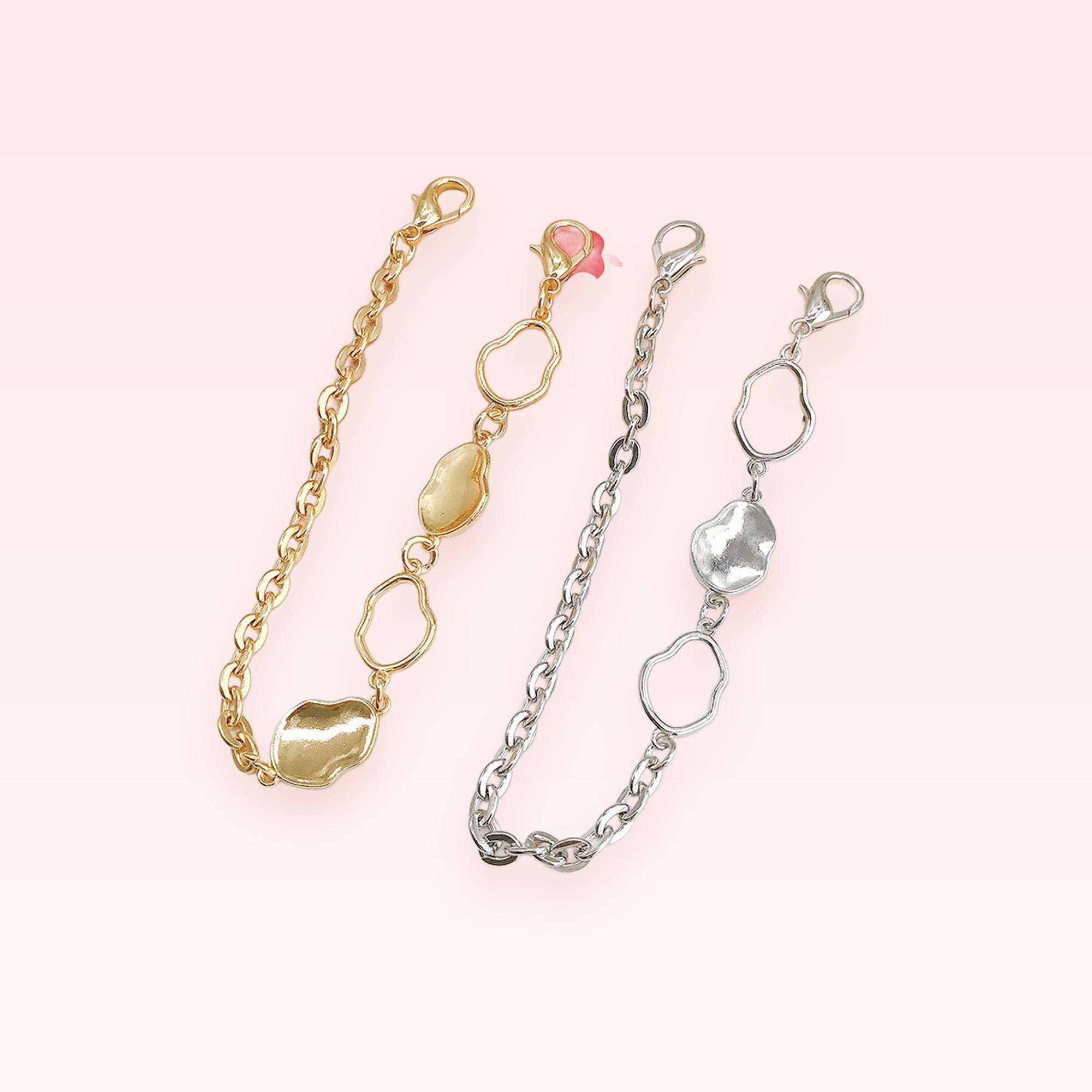 Abstract Gold & Silver Chain Phone Charm | Aesthetic Irregular Metal Wrist Strap
