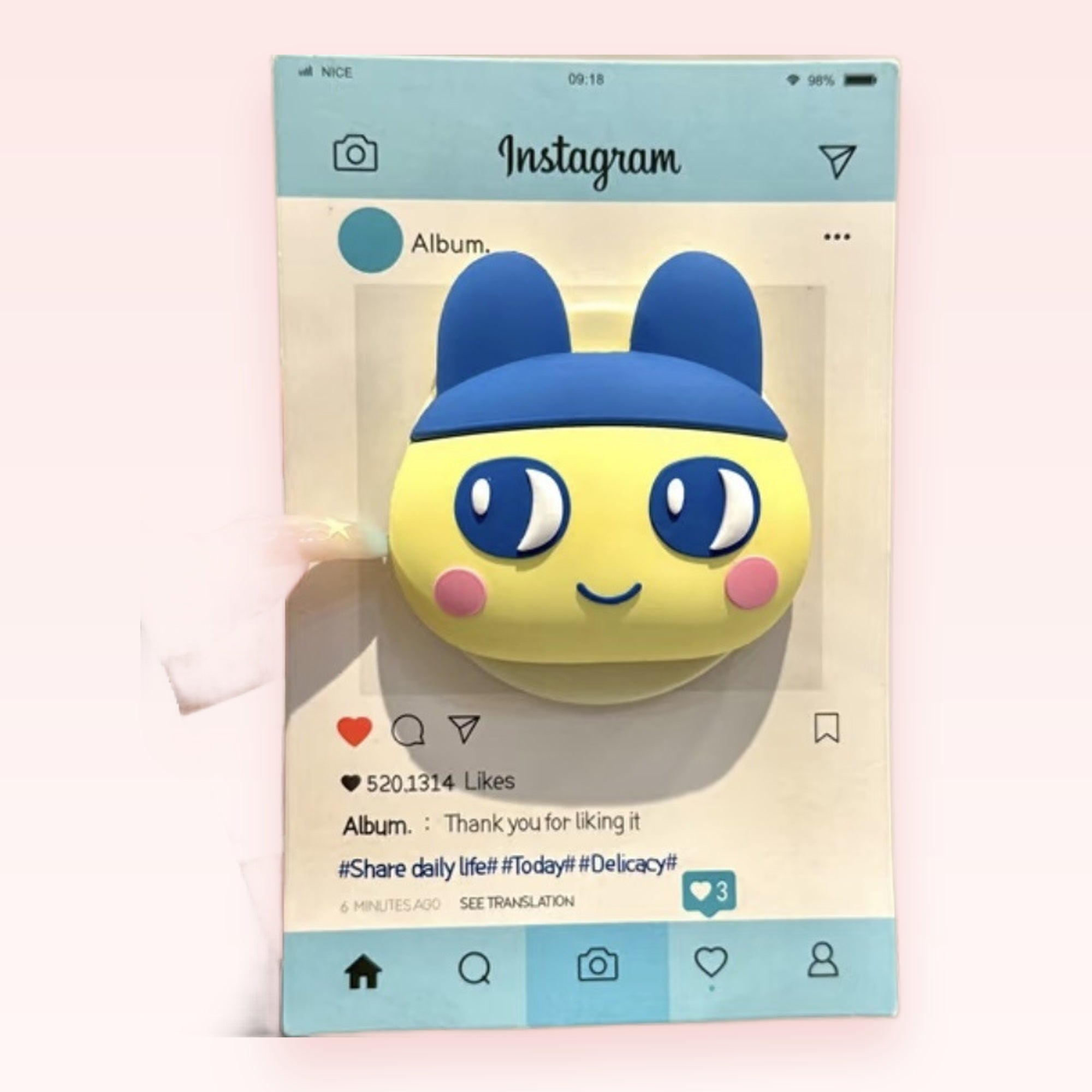Kawaii Yellow & Blue Cartoon Character Phone Grip | Cute Pop Socket Stand