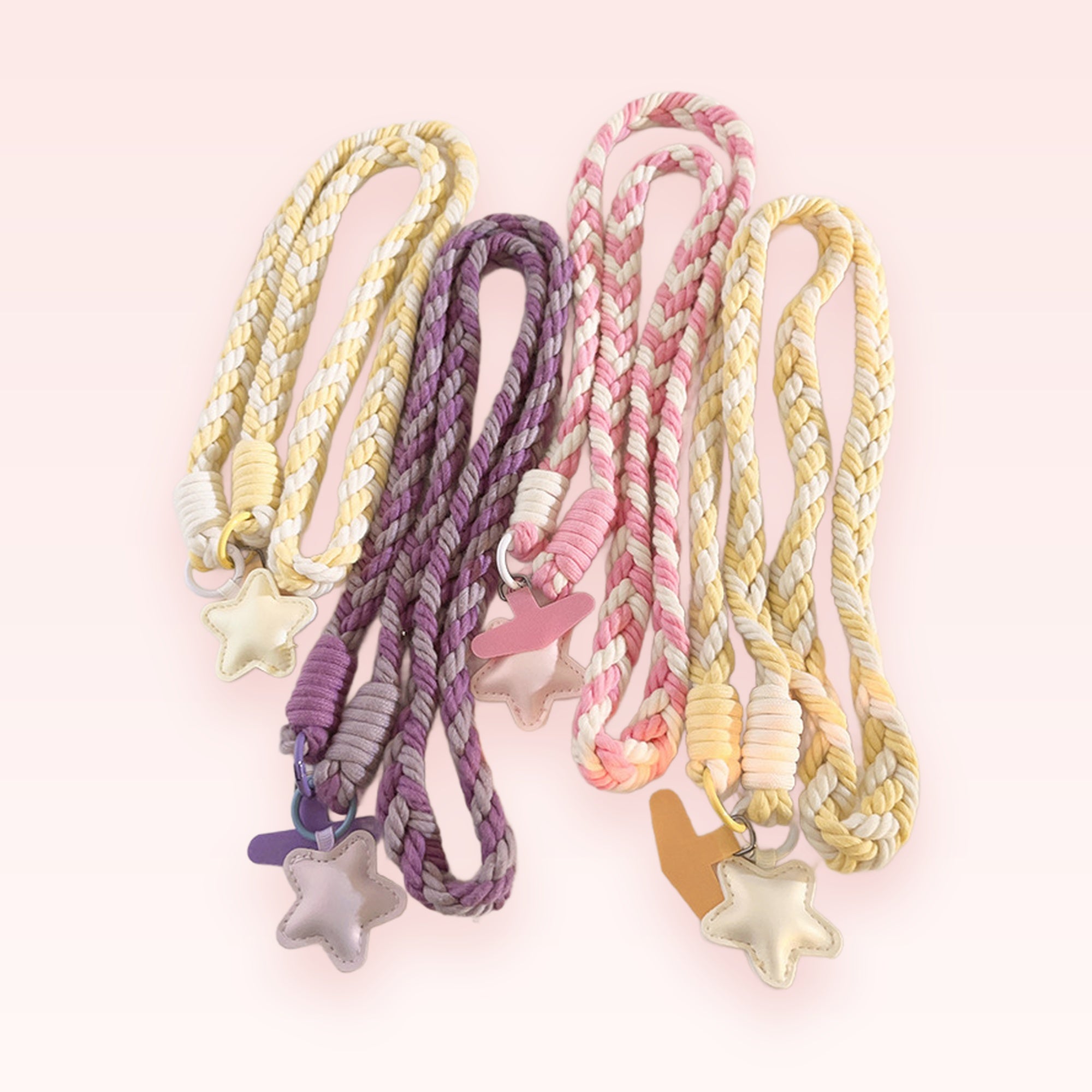 Braided Rope Phone Charm Lanyard | Pastel Star Keychain Strap