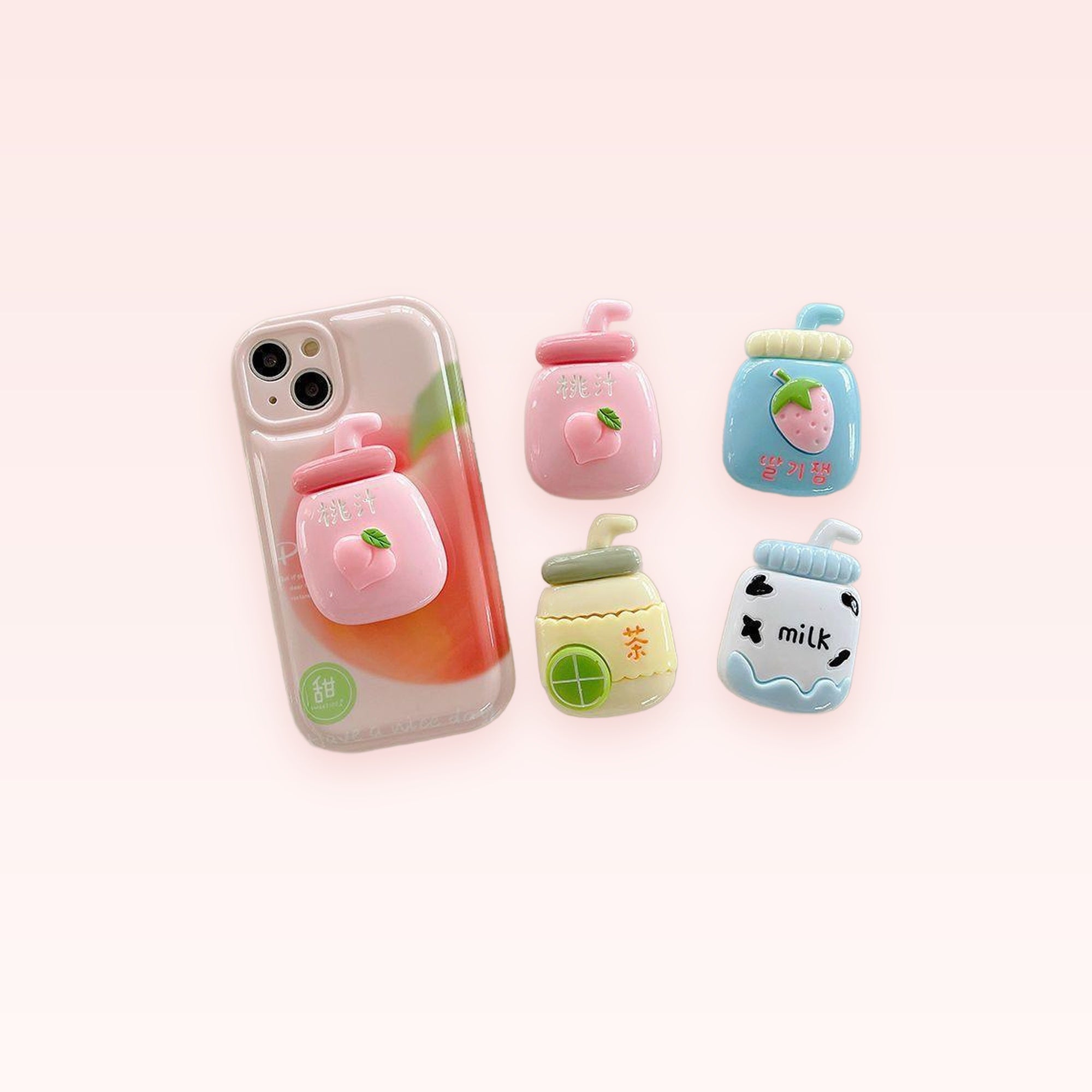 Kawaii Drink Bottle Phone Grip | Cute 3D Pop Socket Stand