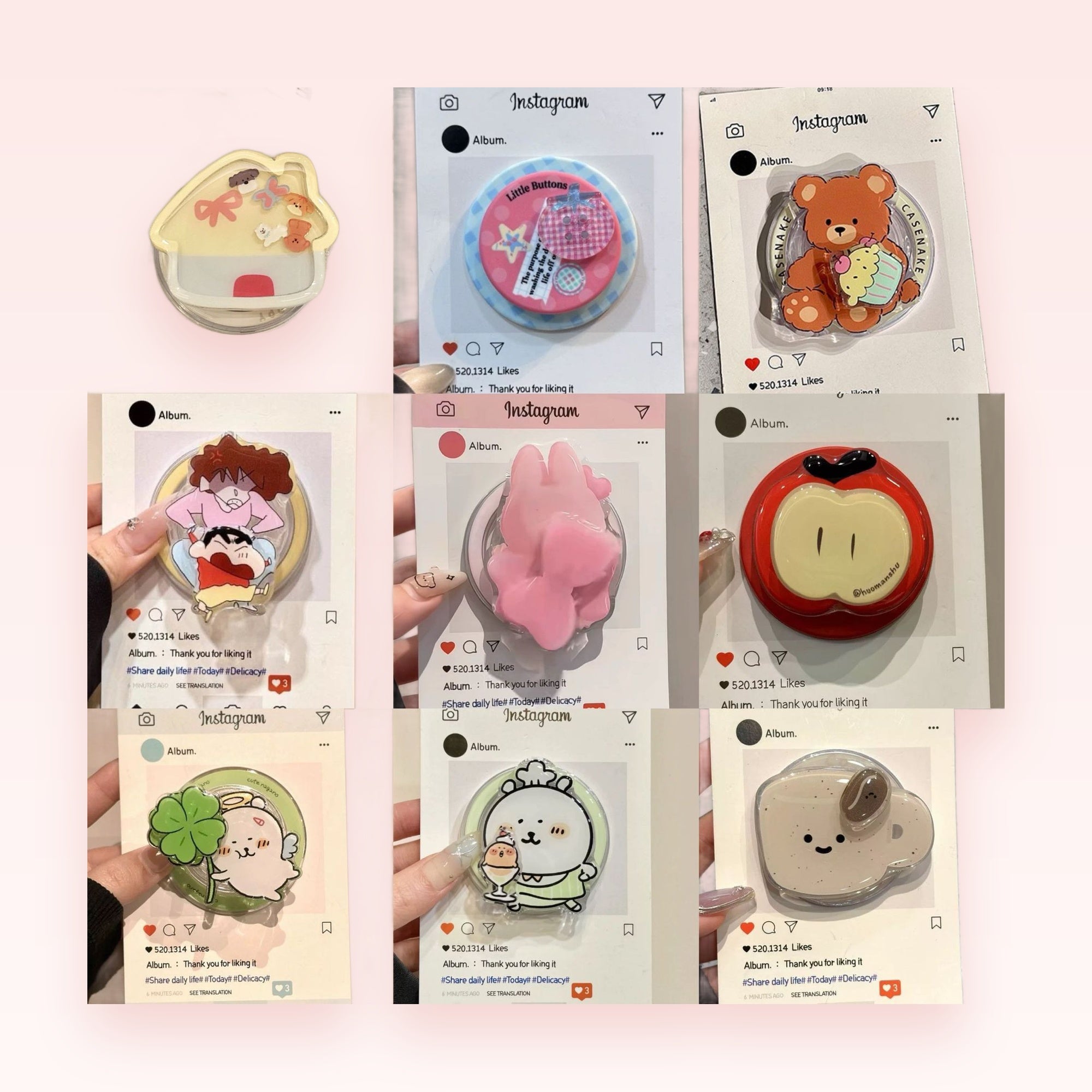 Kawaii Cartoon Character Phone Grip | Cute Pop Socket Stand for Phones
