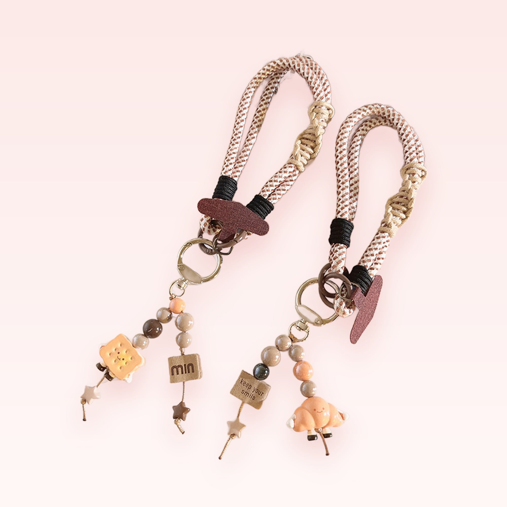 Kawaii Braided Rope Phone Charm | Cute Biscuit & Cloud Wrist Lanyard