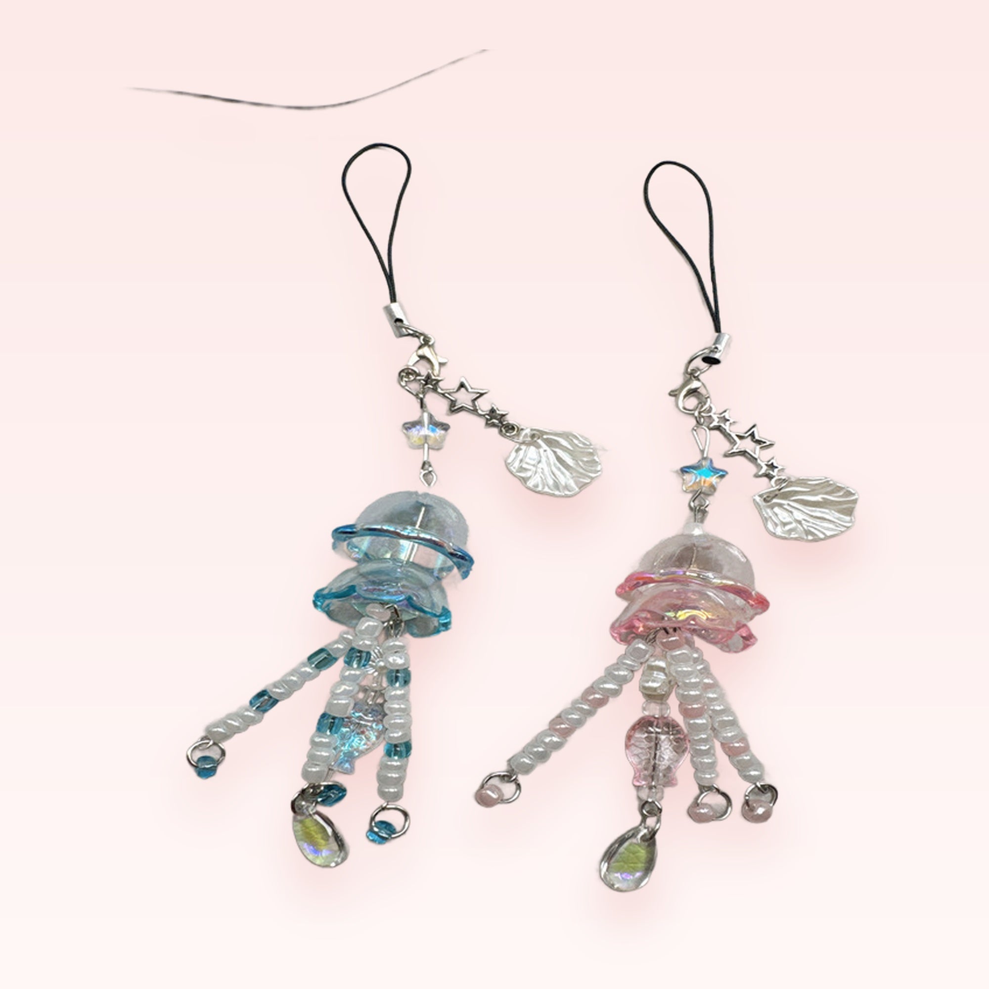 Kawaii Jellyfish Phone Charm Strap | Pastel Beaded Ocean Aesthetic Lanyard