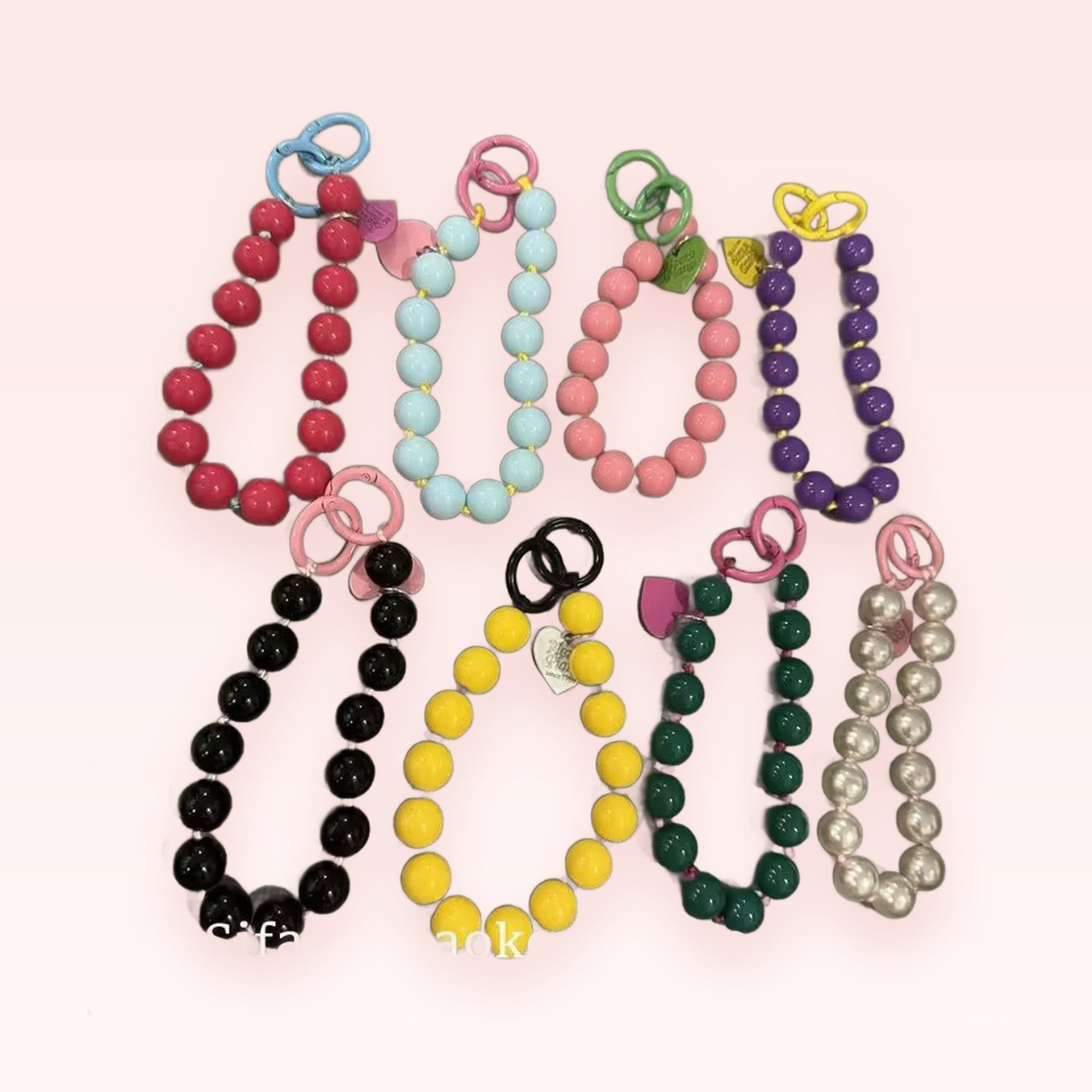 Aesthetic Beaded Phone Charm Wristlet | Colorful Silicone Bead Phone Strap