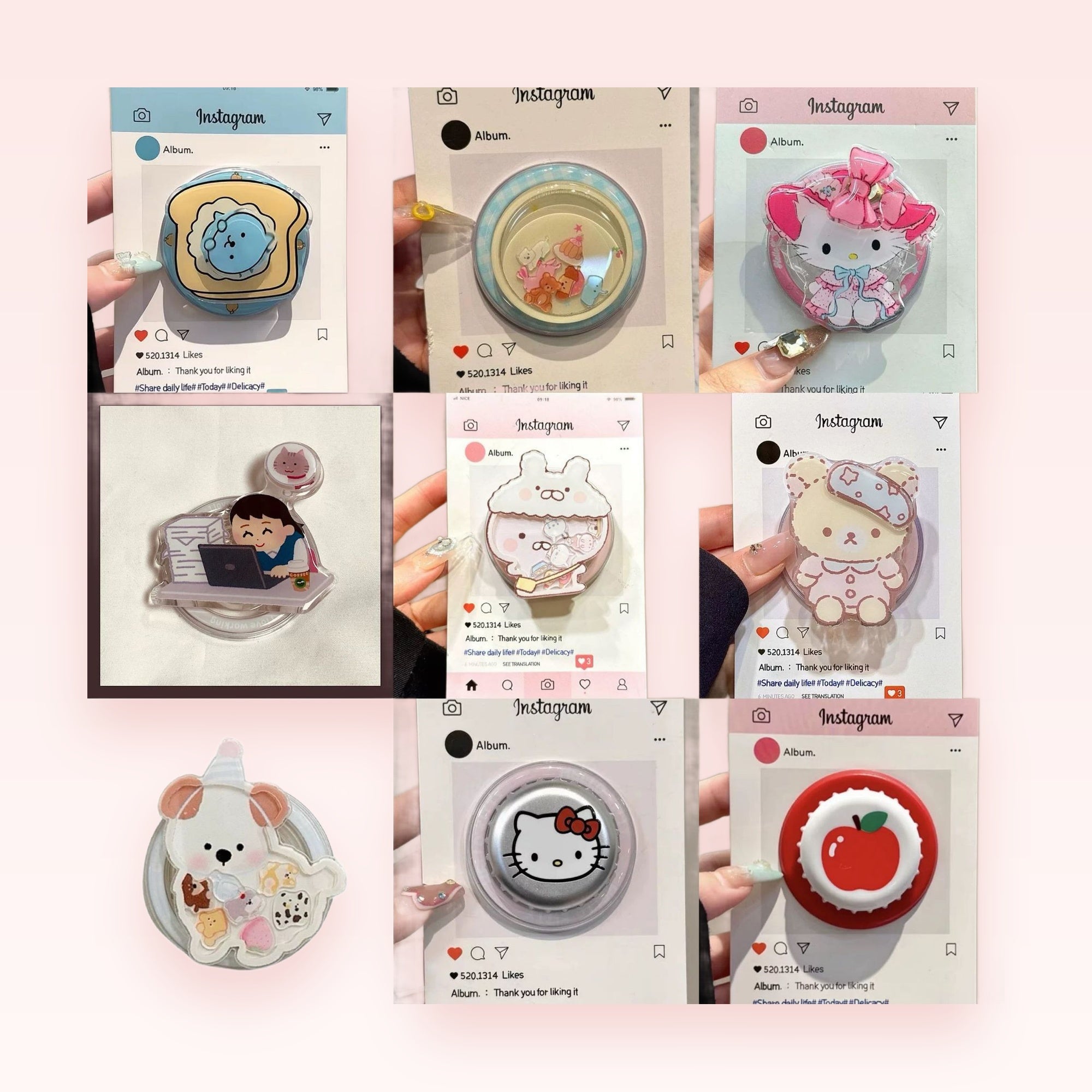 Kawaii Cartoon Character Phone Grip Collection | Cute Pop Socket Stand for Phones