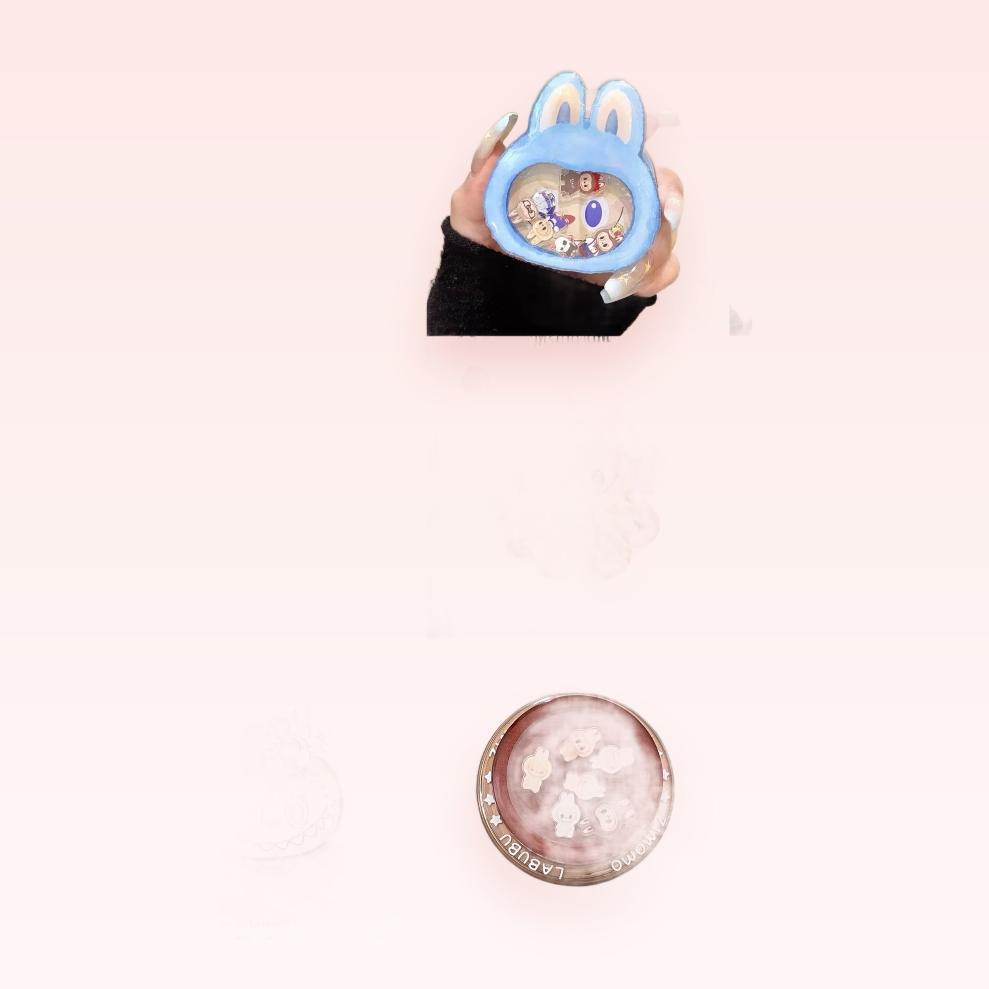 Kawaii Bunny Character Shaker Phone Grip | Cute Liquid Glitter Pop Socket Stand