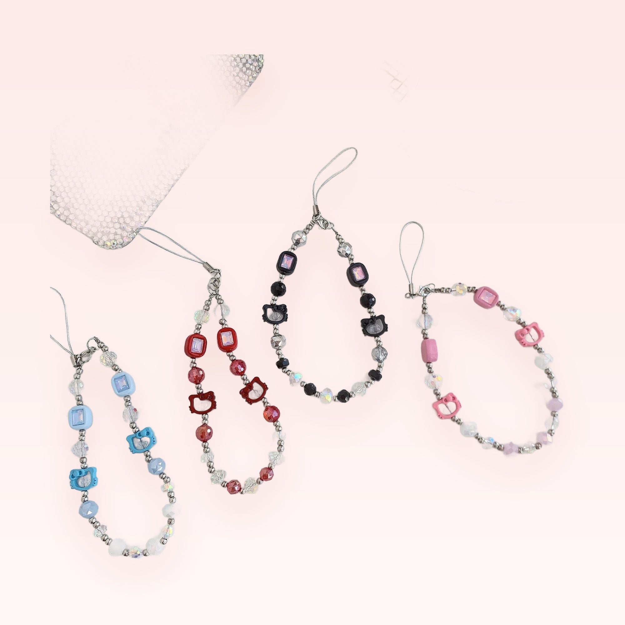 Kawaii Hello Kitty Beaded Phone Charm Straps | Cute Y2K Wrist Lanyards