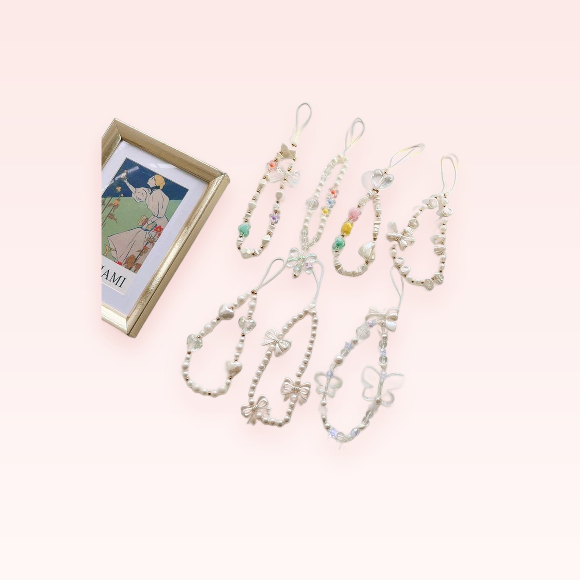 Kawaii Pearl Phone Charm Strap | Cute Beaded Wrist Lanyard | Y2K Aesthetic Phone Accessory | Gift for Her