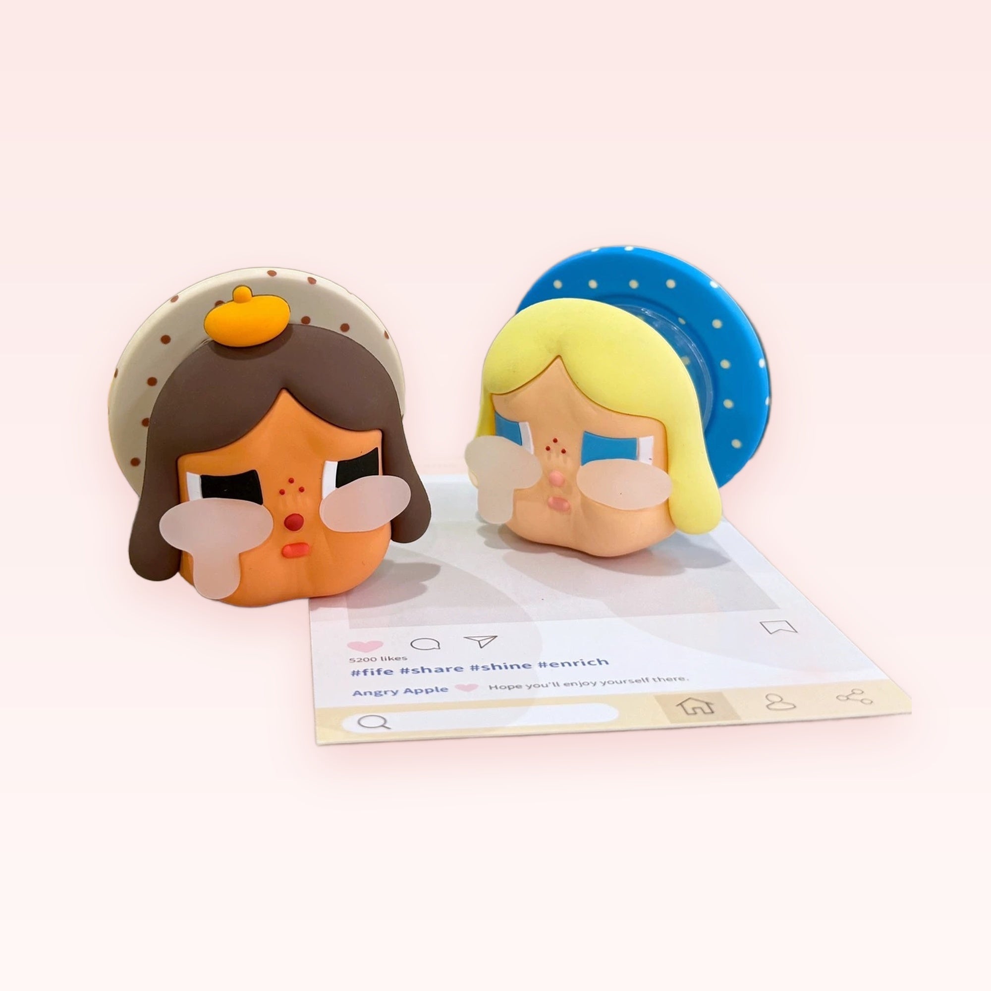 Kawaii Crying Face Phone Grip | Cute Cartoon Pop Socket Stand