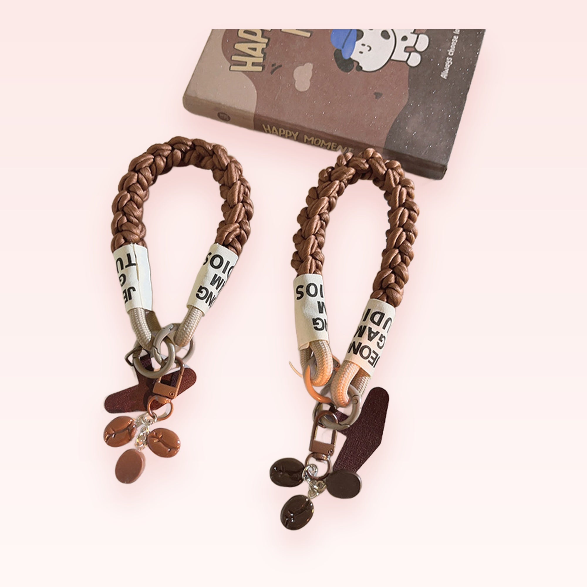Braided Coffee Bean Phone Charm Strap | Aesthetic Wrist Lanyard