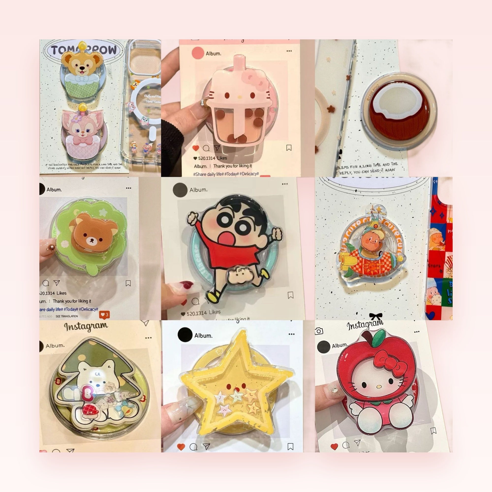 Assorted Kawaii Character Phone Grips | Cute Pop Socket Stand for Phones