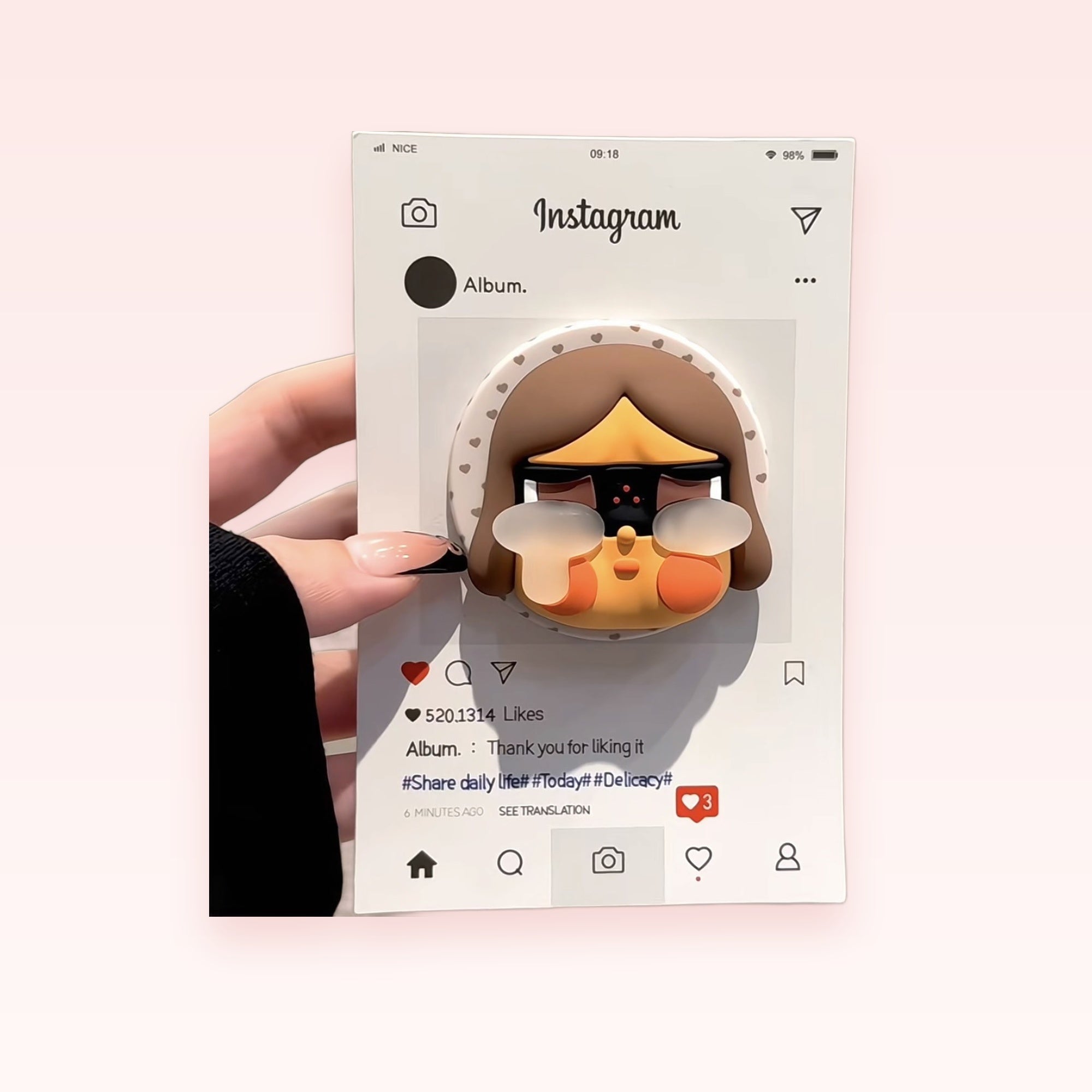 Kawaii Instagram Post Phone Grip | Cute Cartoon Character Pop Socket Stand
