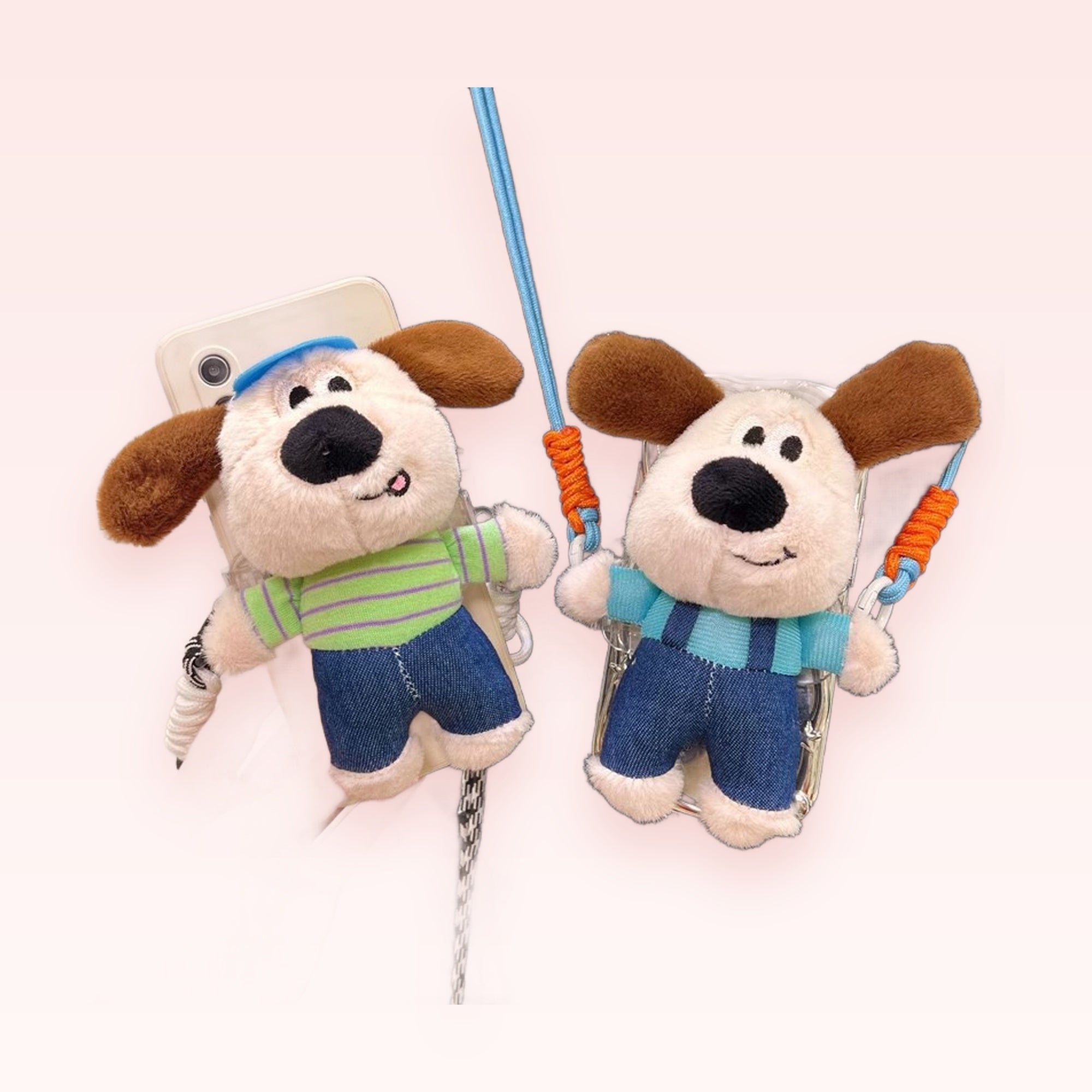 Cute Plush Dog Phone Charm Lanyard | Kawaii Cartoon Animal Crossbody Strap