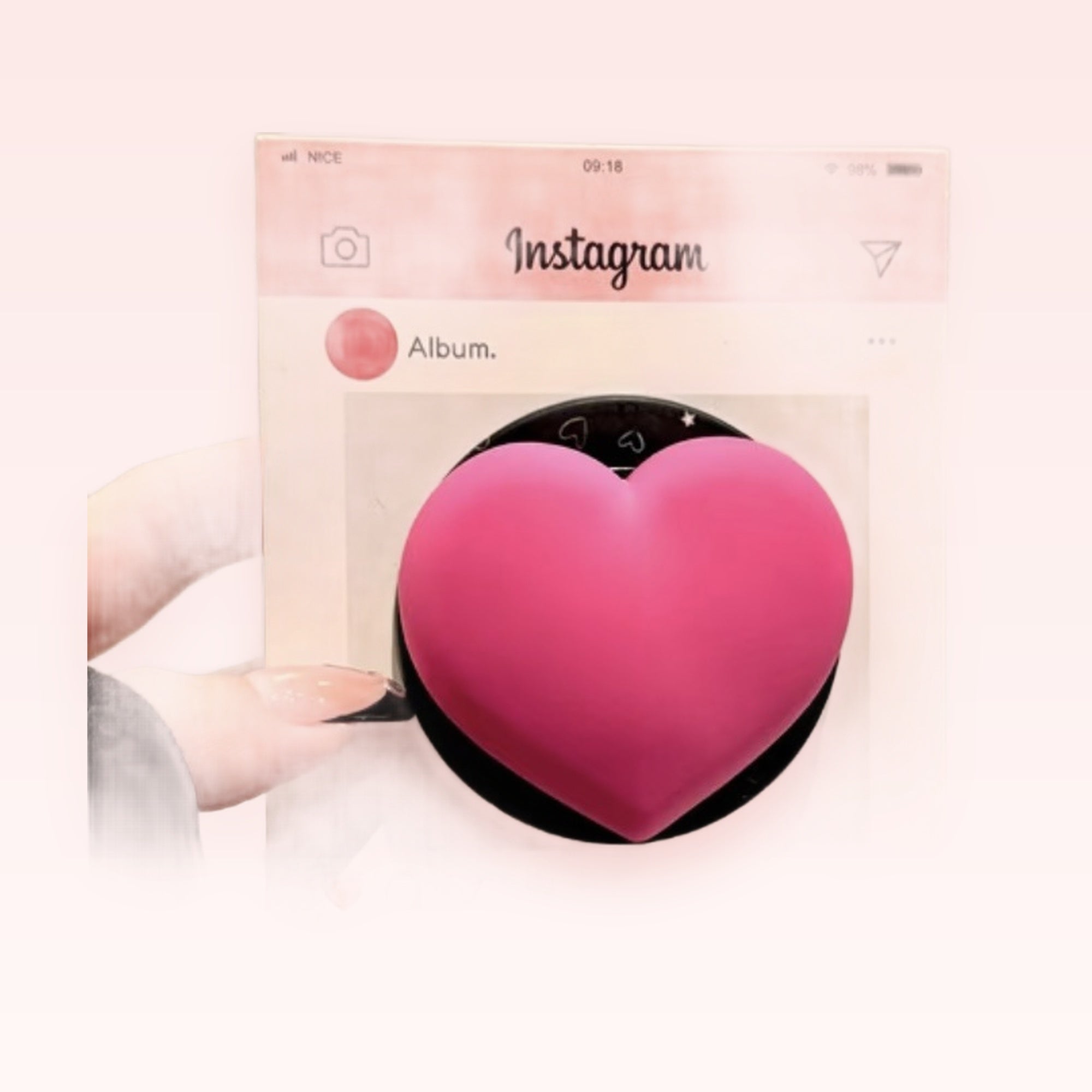 Pink Heart Instagram Phone Grip | Cute Pop Socket Stand